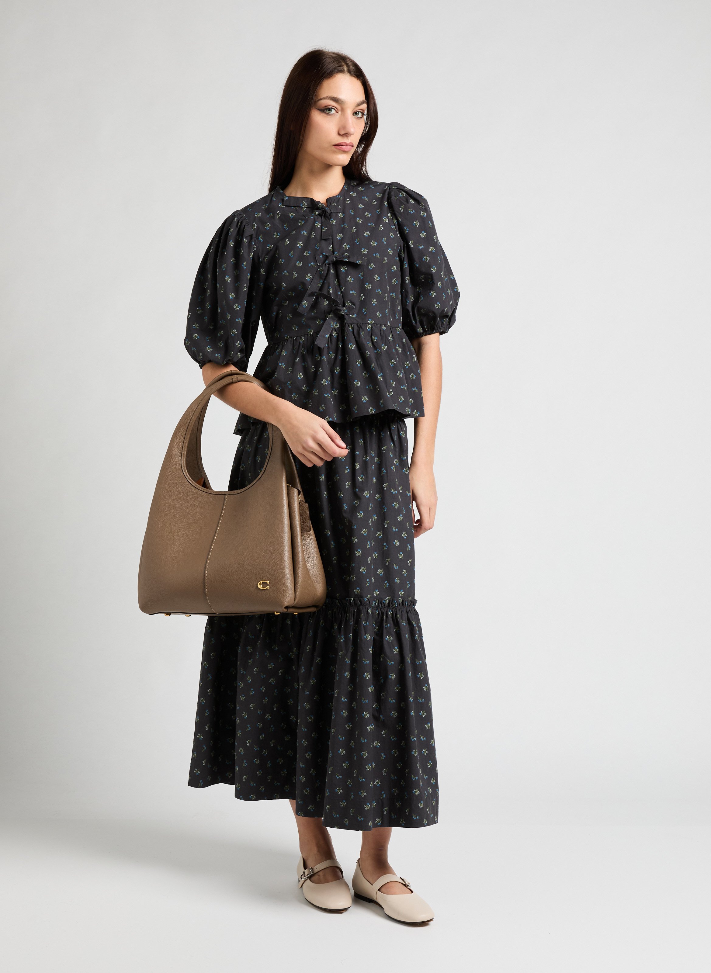 Jupe évasée à motif  GANNI Noir