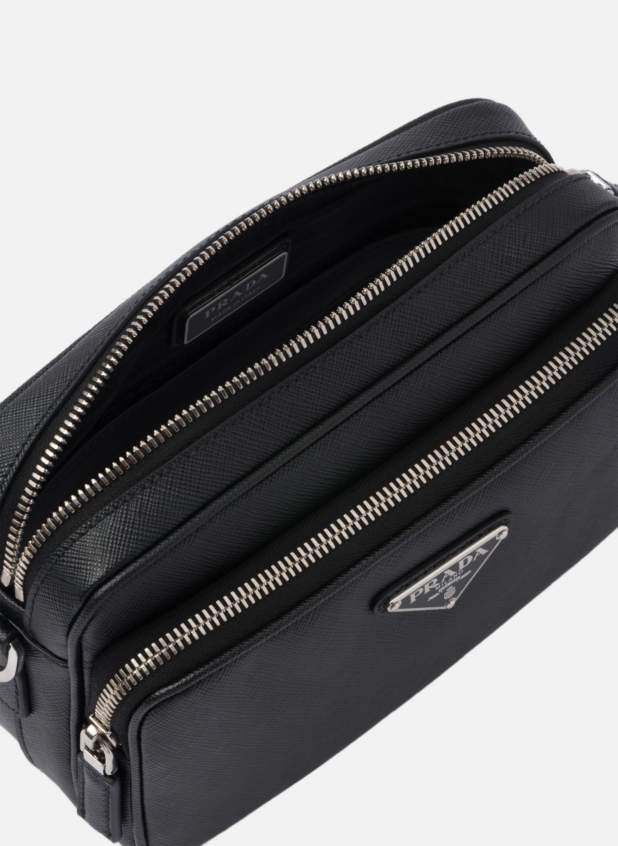 Sac porté épaule en cuir saffiano PRADA Noir