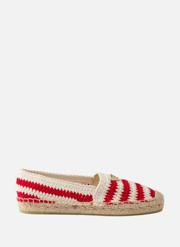 Espadrilles en crochet Rouge by PRADA PRADA Espadrilles en crochet Rouge
