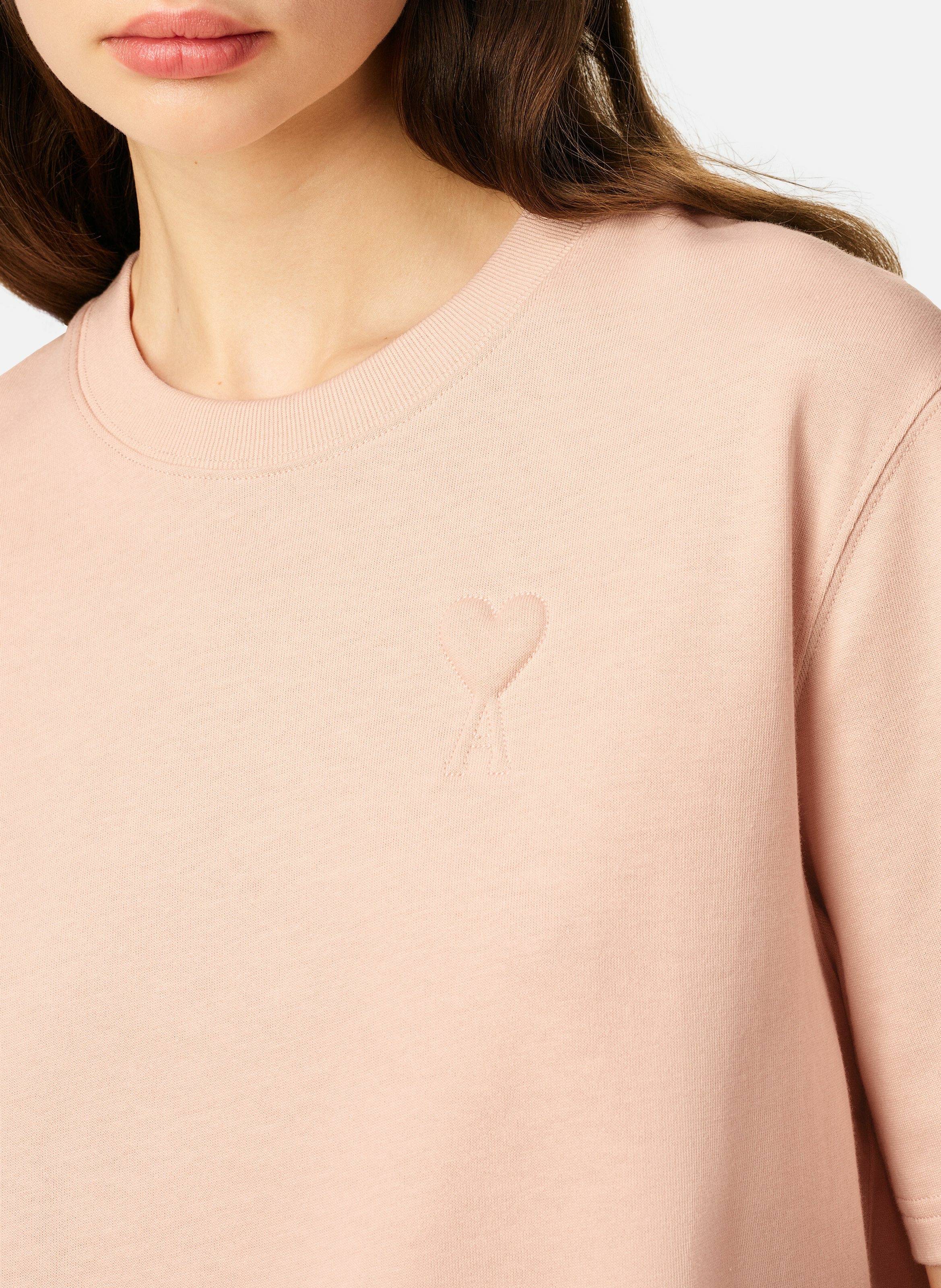T-shirt ami de coeur embossé unisexe en coton AMI PARIS Rose