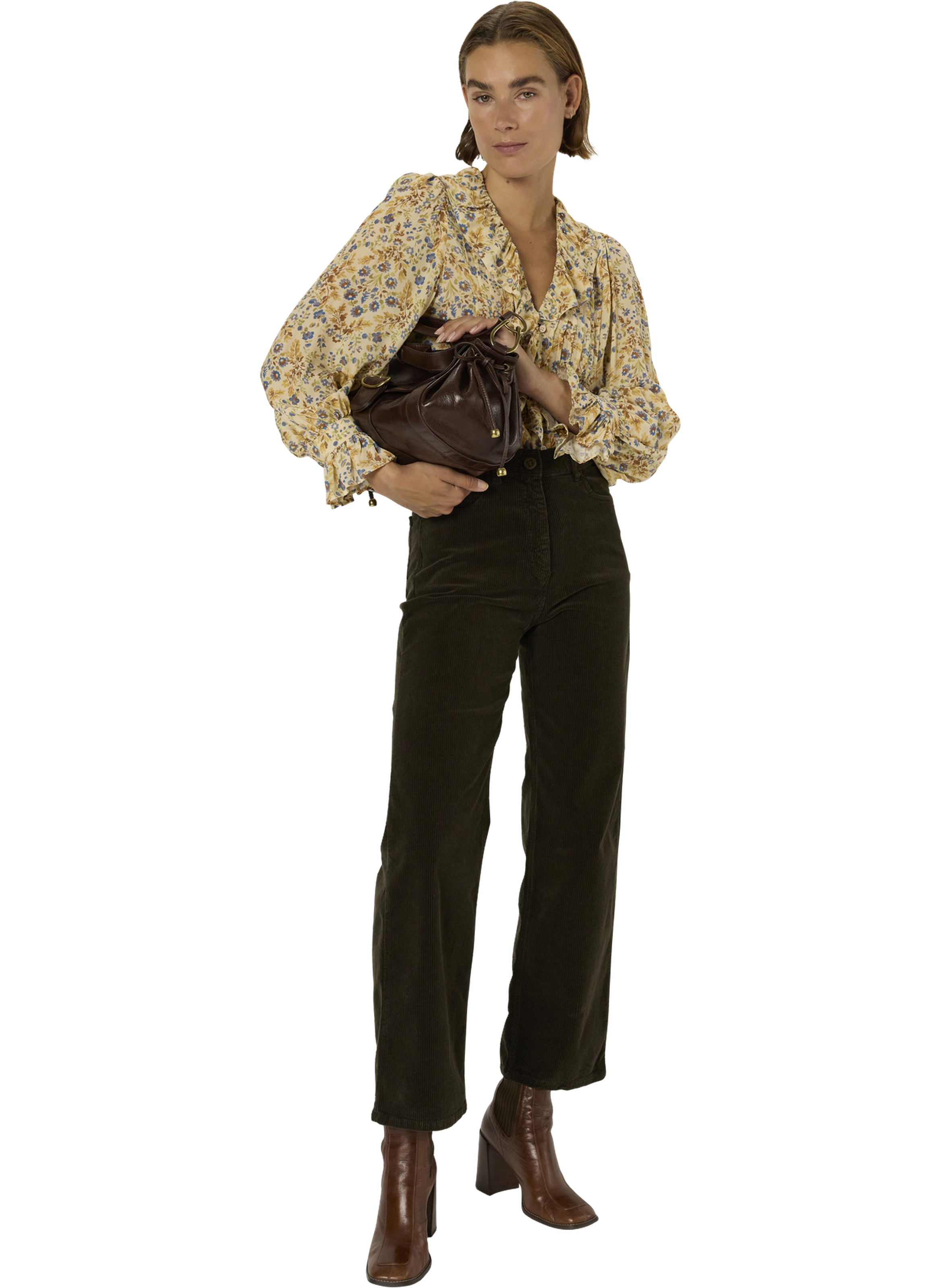 Chemise fleurie à volants - abby GERARD DAREL Beige