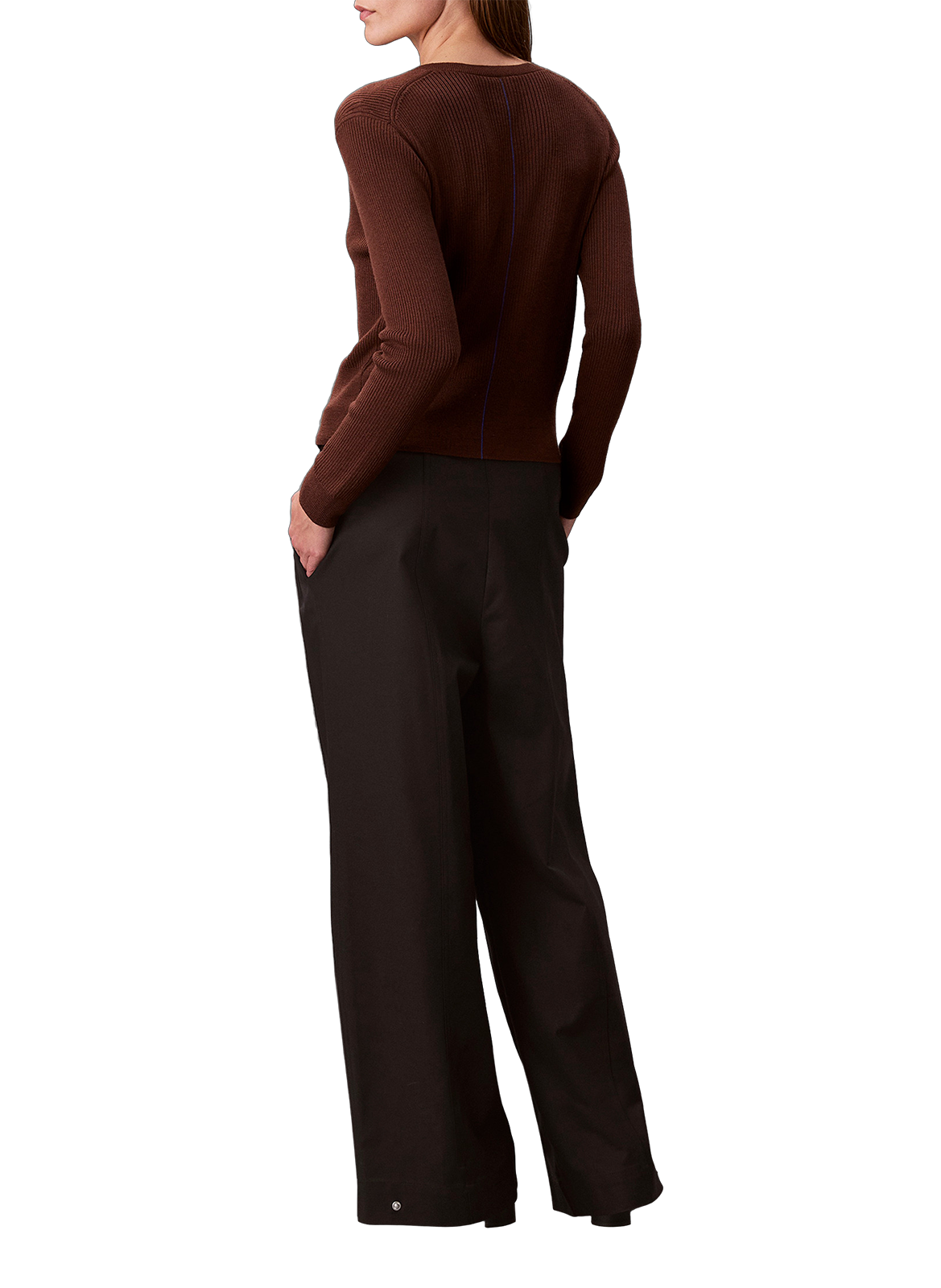 Cotton-blend wide-leg trousers CALVIN KLEIN Black