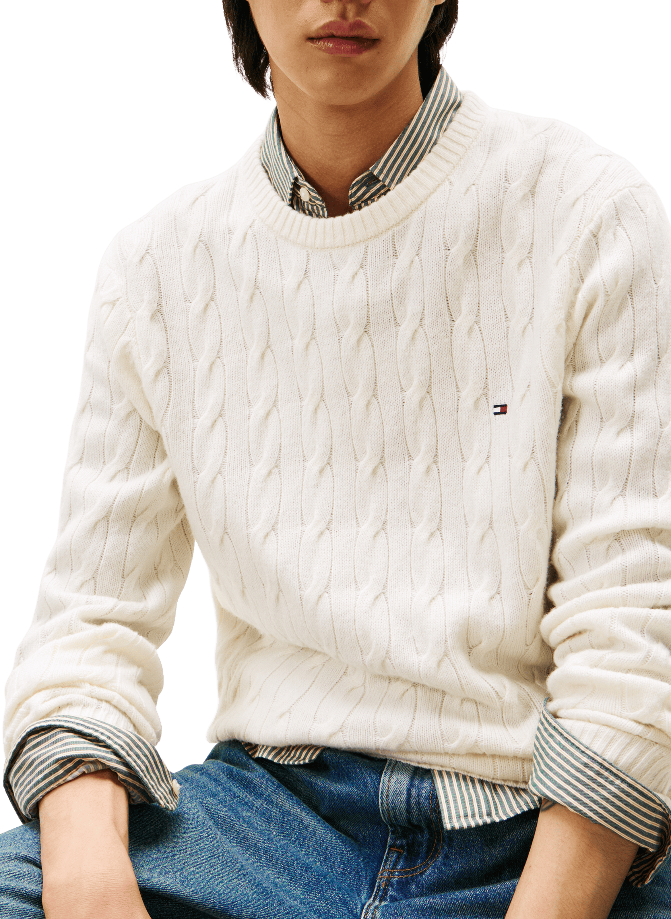 Wool-blend round-neck jumper TOMMY HILFIGER Beige