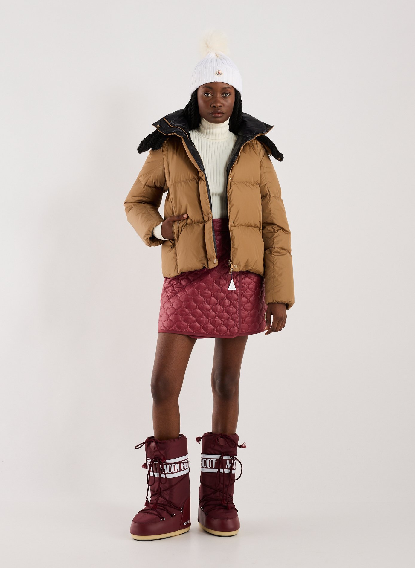 Quilted hooded jacket MONCLER Beige