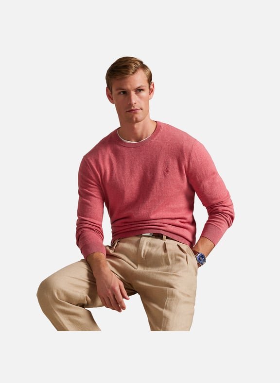 Straight embroidered sweater in cotton and cashmere blend Red by POLO RALPH LAUREN POLO RALPH LAUREN Straight embroidered sweater in cotton and cashmere blend Red