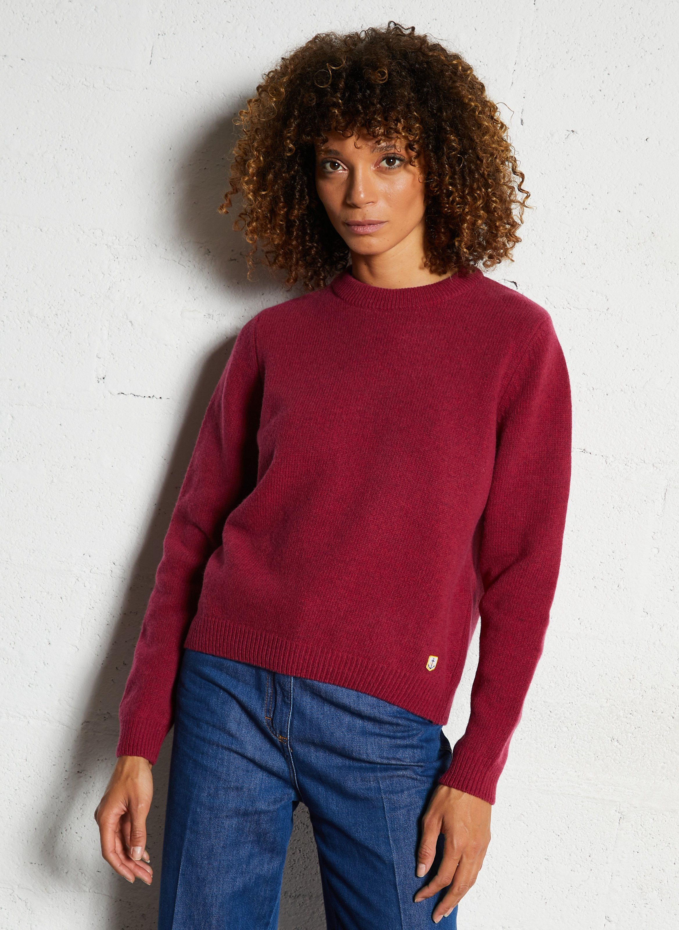 ARMOR-LUX Pull droite col rond en laine mélangée heritage Rouge