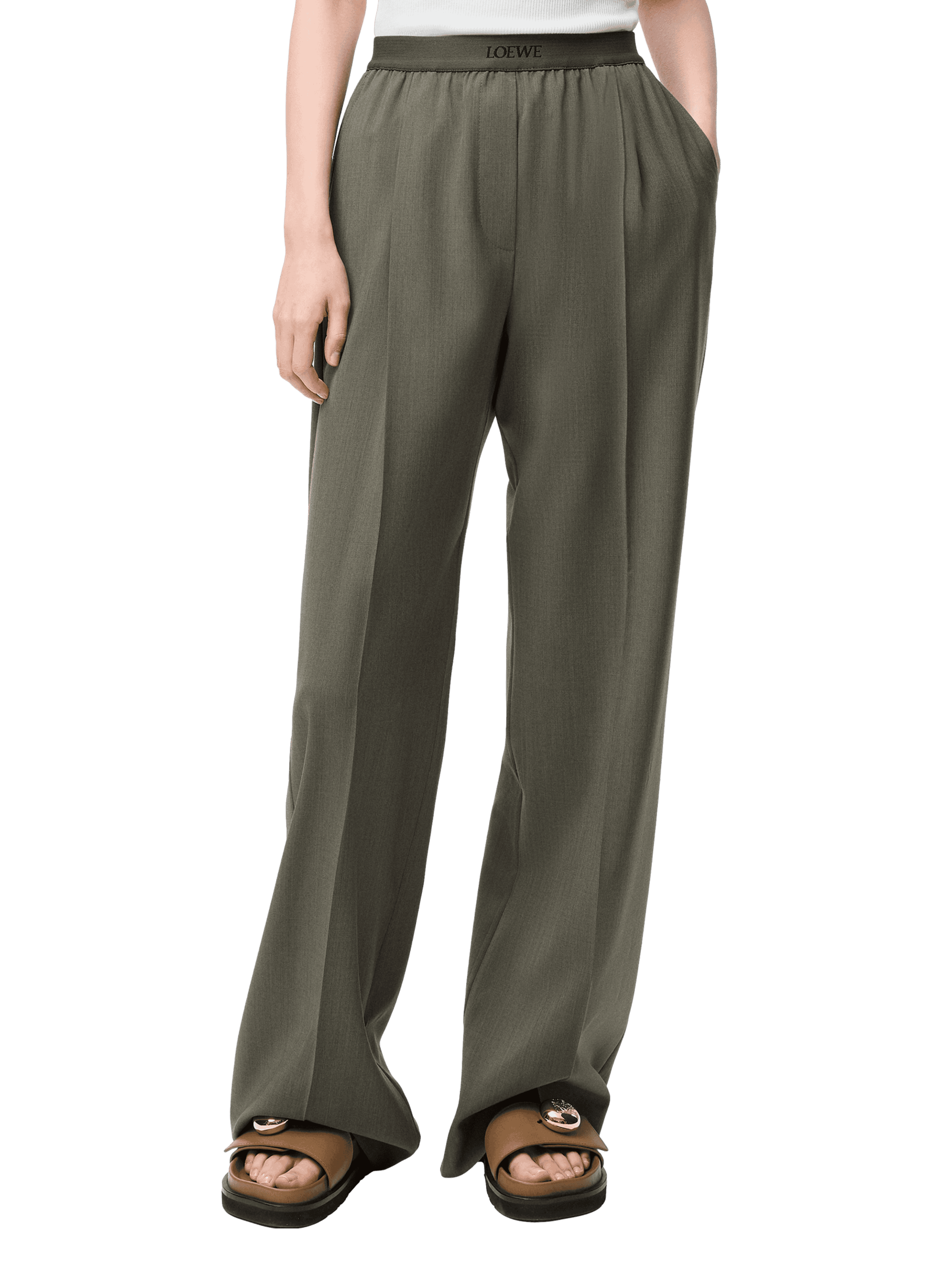 LOEWE Pantalon en laine fluide Vert
