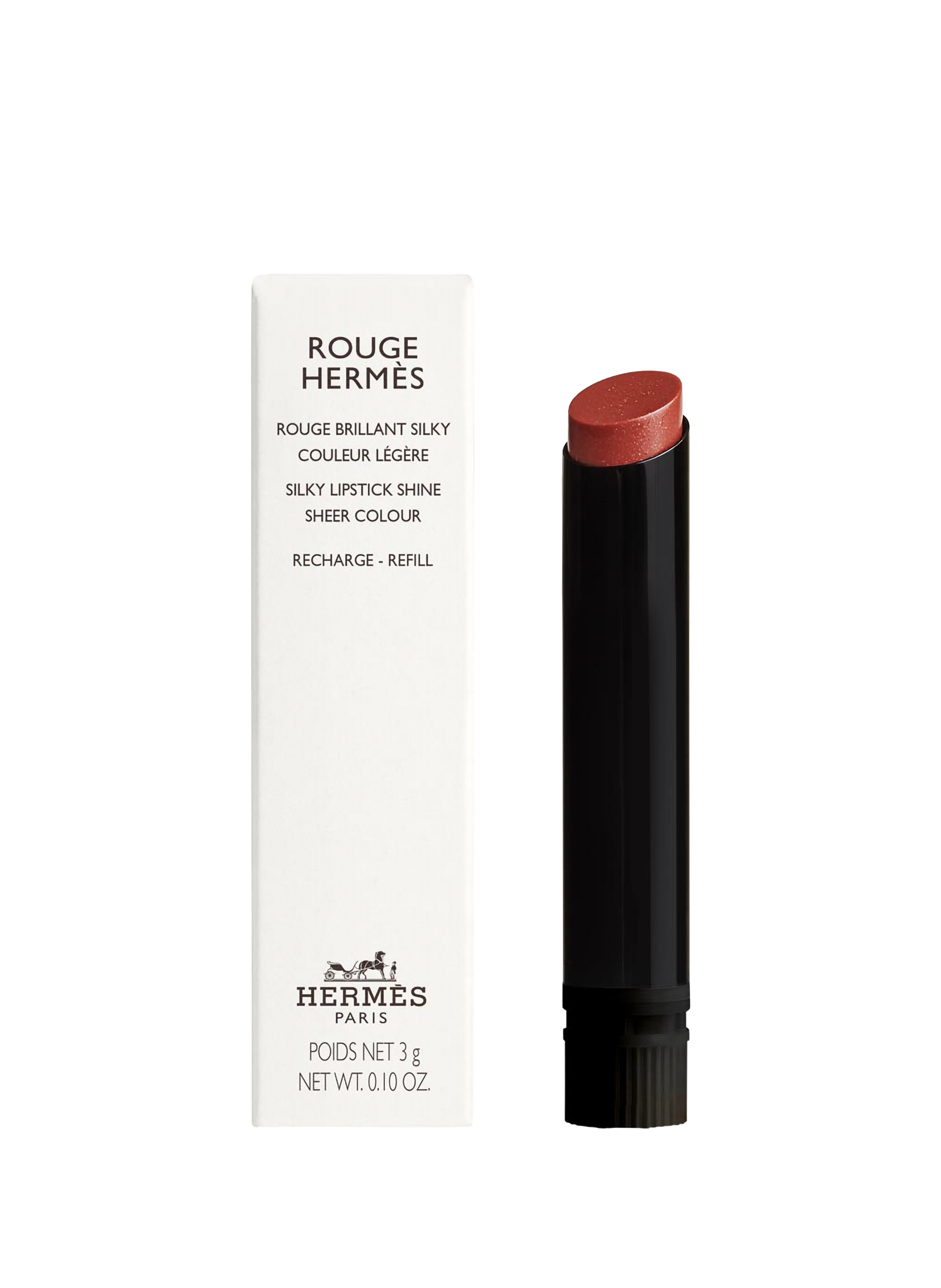 HERMÈS Rouge Hermès, recharge Rouge Brillant Silky Brun d’ambre