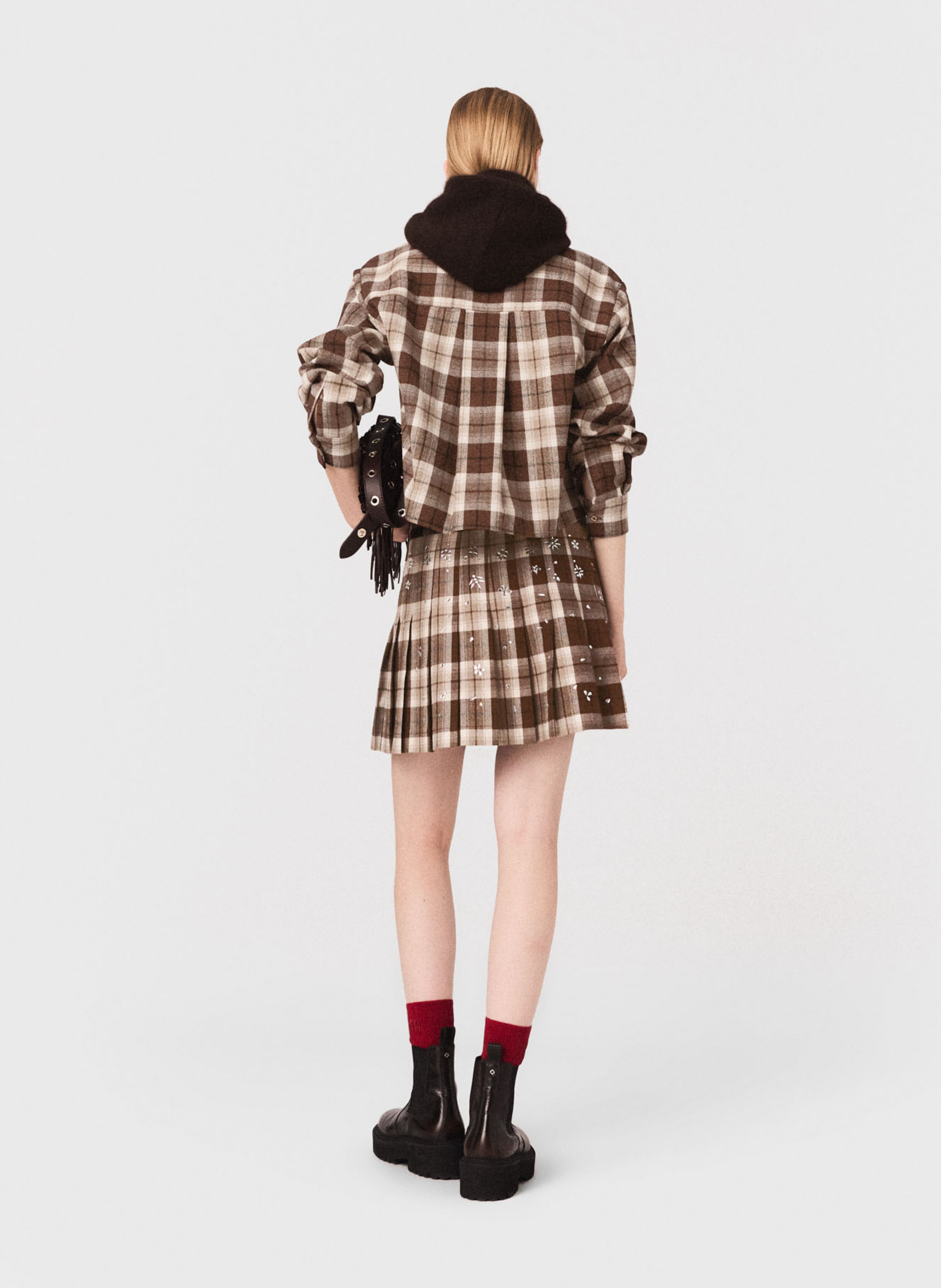 Chemise col classique en coton mélangé MAJE Marron