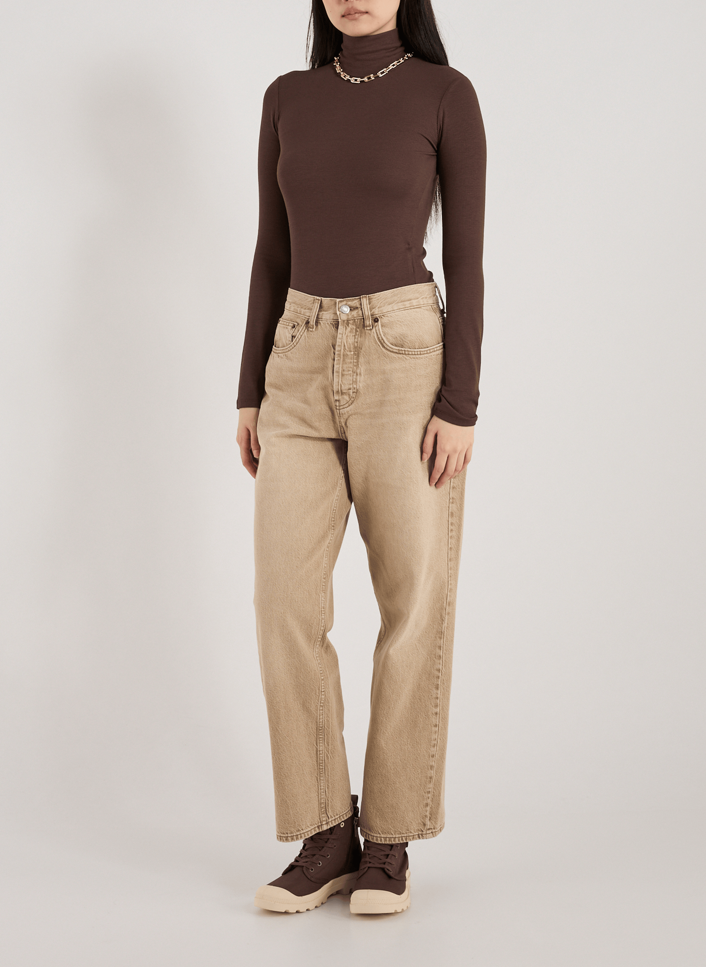 Jean ample en coton TOPSHOP Beige