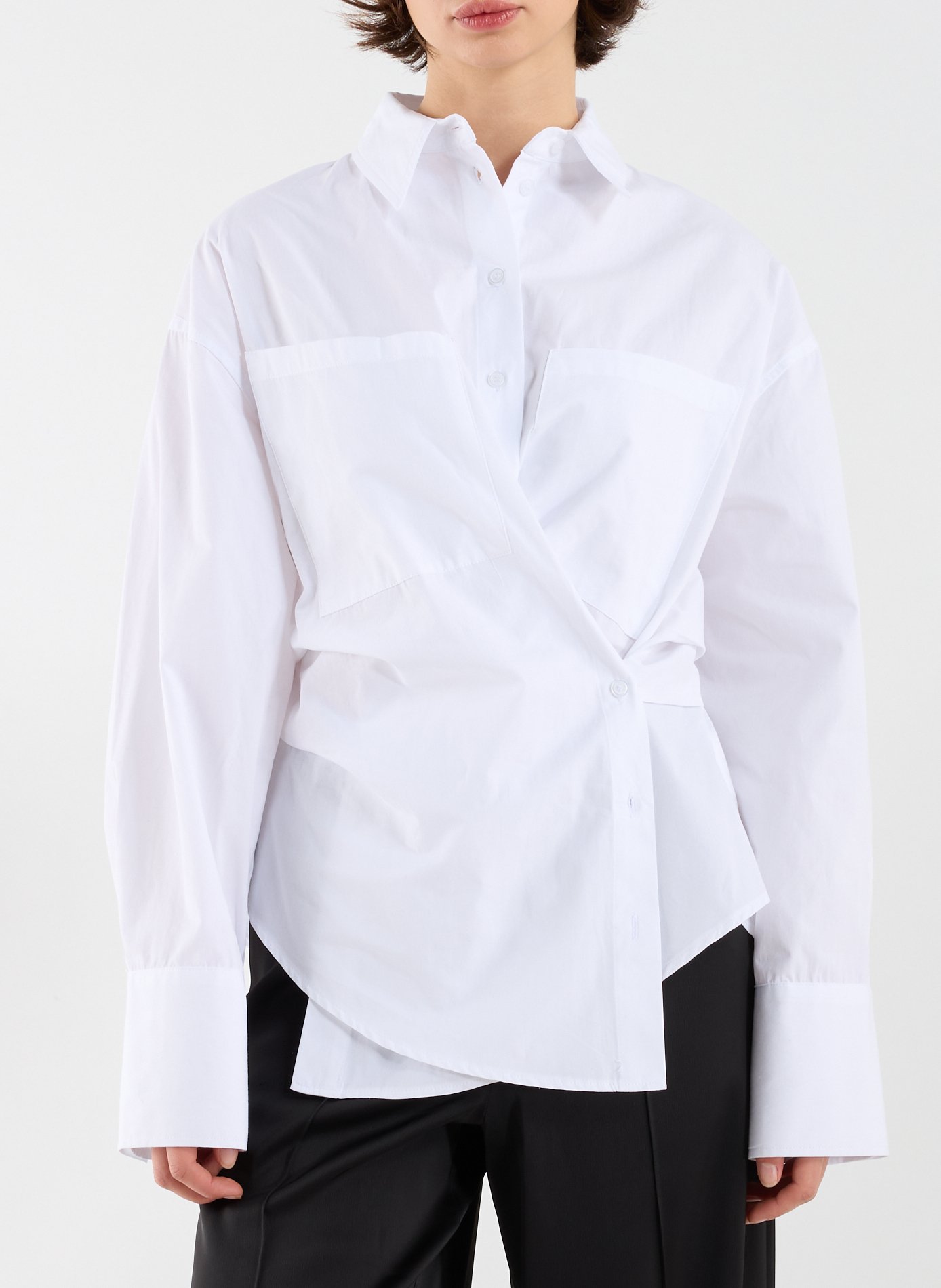 Asymmetrical cotton shirt TOPSHOP White