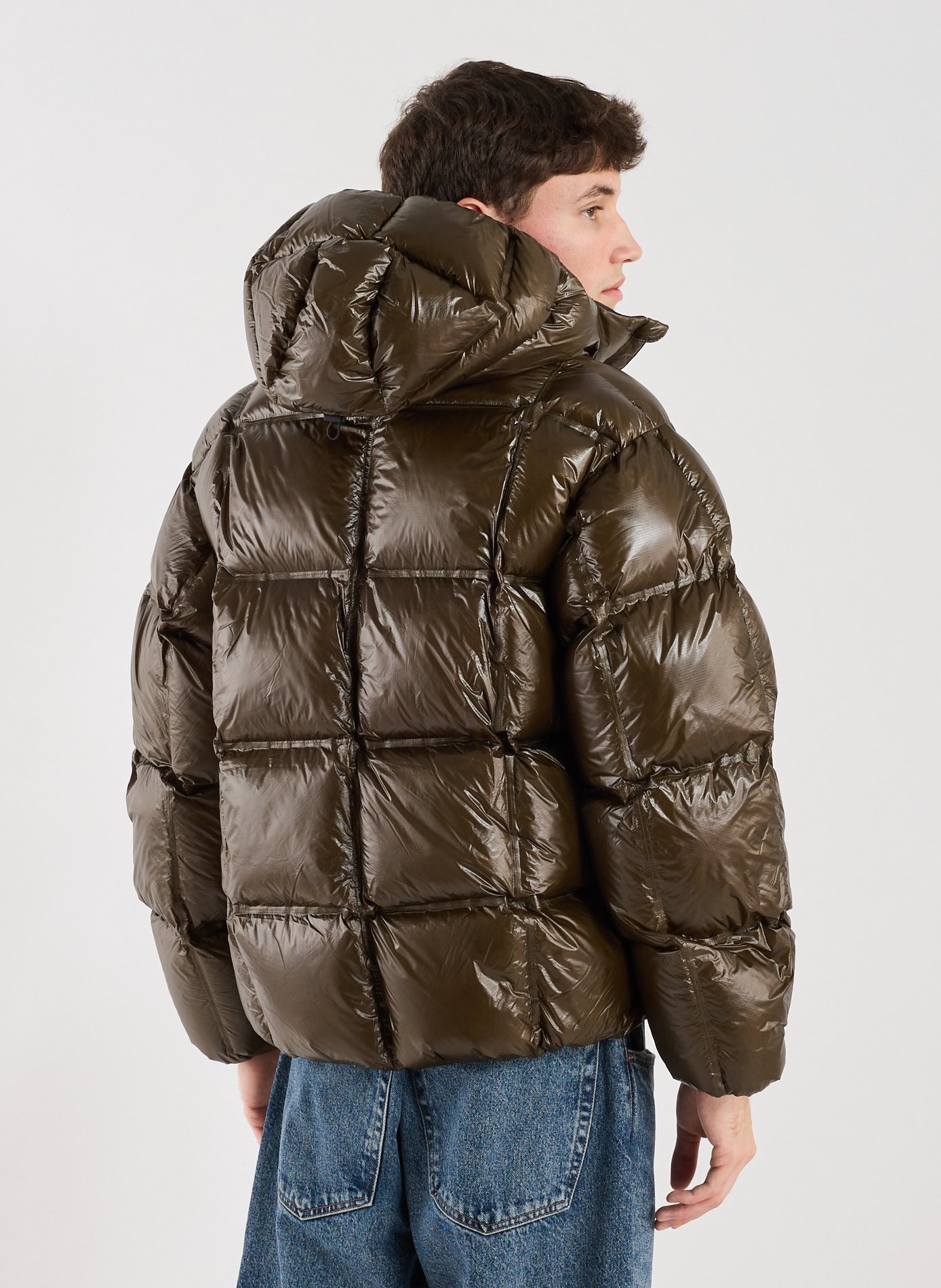 Cube 650 fill power quilted hooded down jacket ROA Khaki