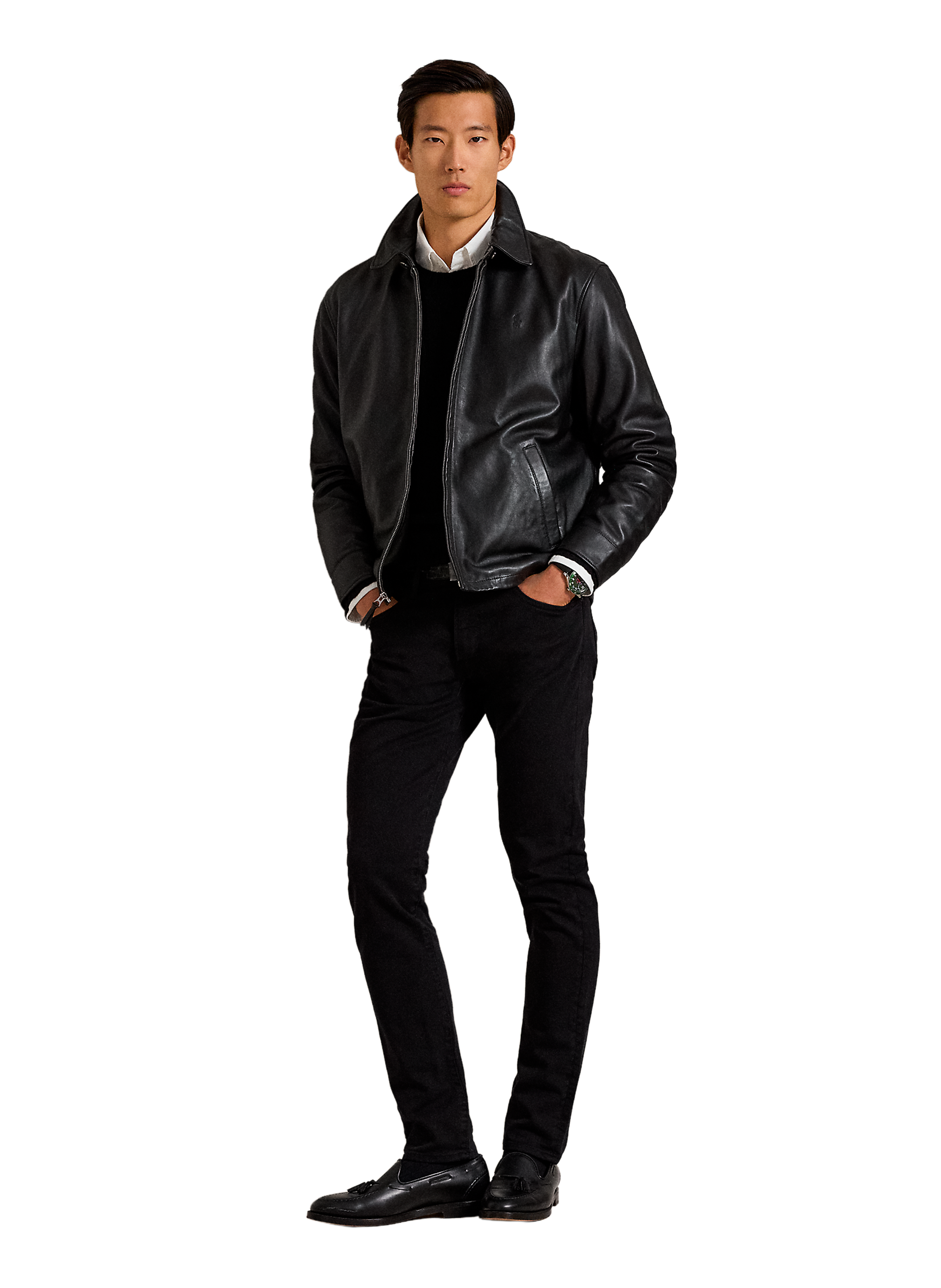 Blouson en cuir POLO RALPH LAUREN Noir