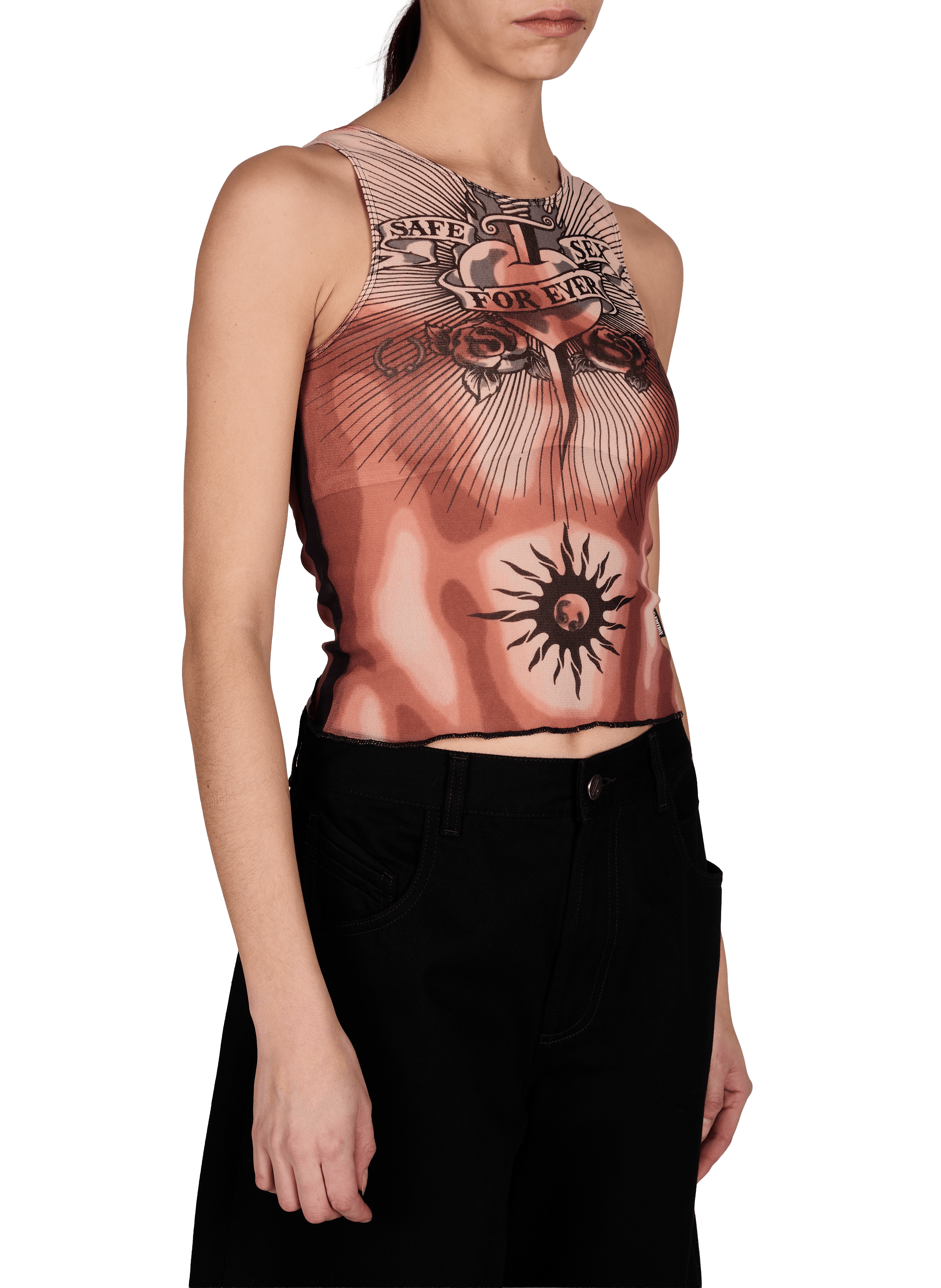 Printed sheer top JEAN PAUL GAULTIER Beige