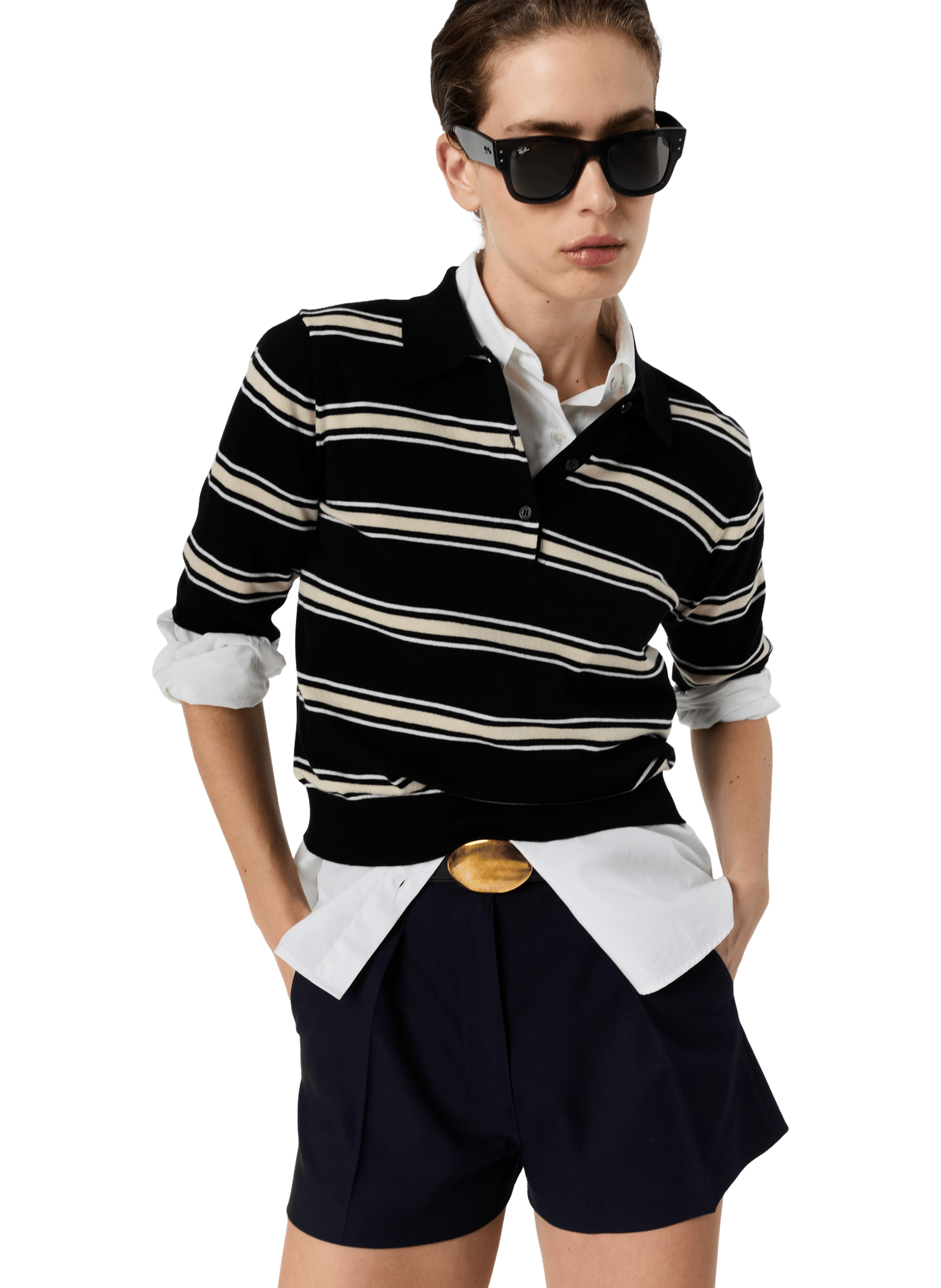 Polo rayé à manches courtes - leila GERARD DAREL Noir