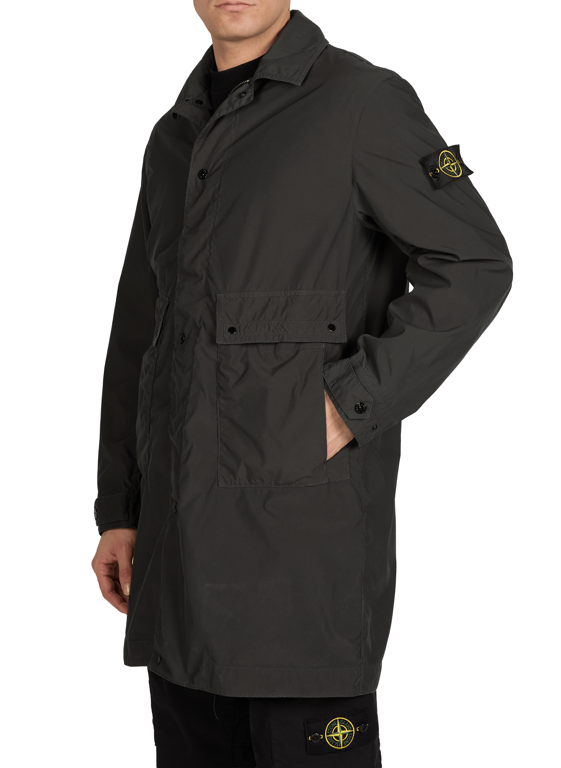 Parka mi-longue à logo STONE ISLAND Gris