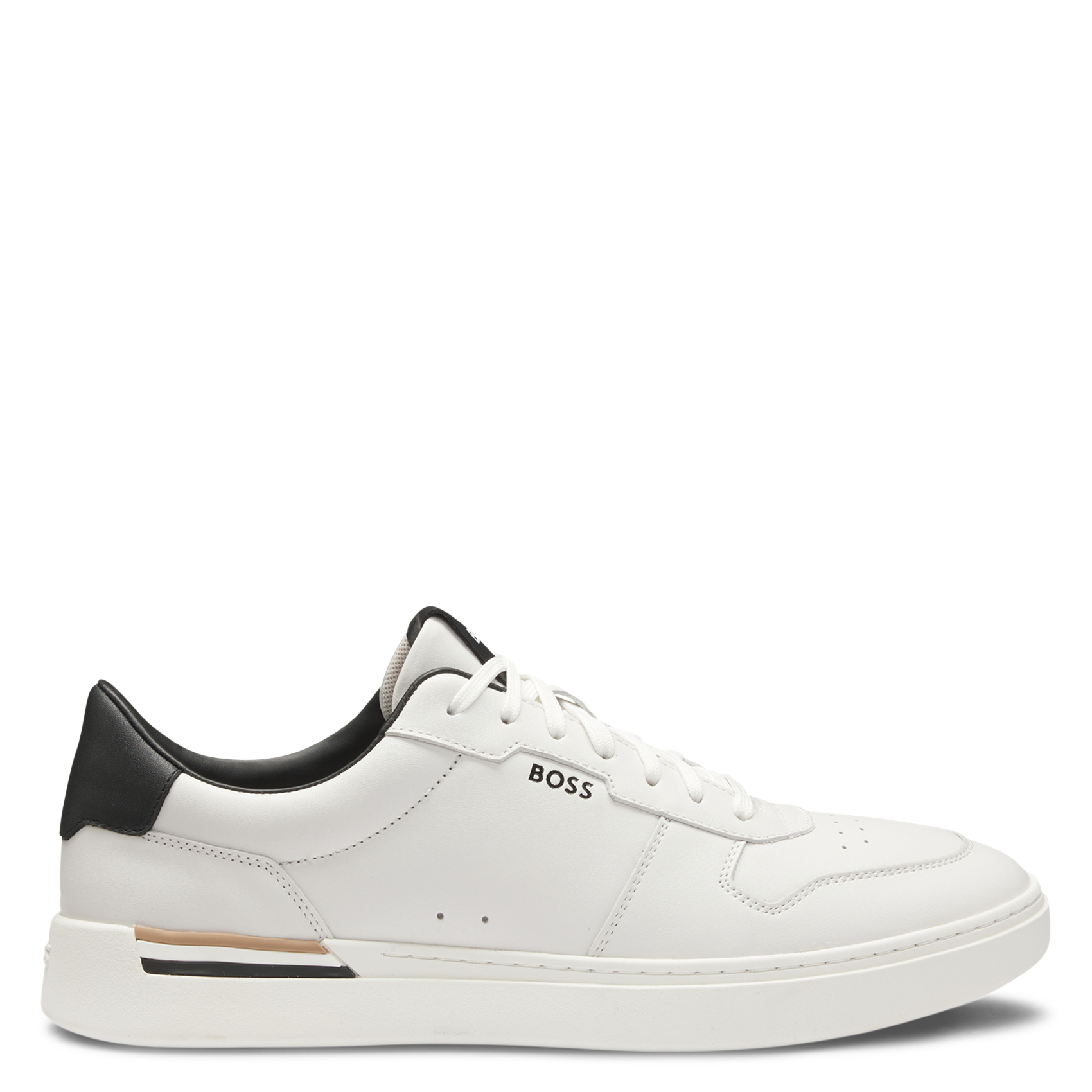 Baskets basses à lacets en cuir BOSS Blanc