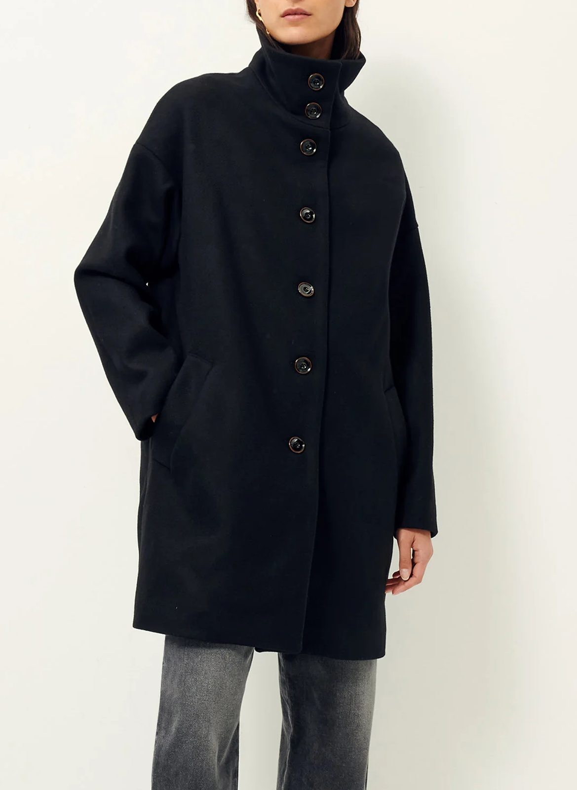 Manteau col montant en laine mélangée paradise SESSUN Noir
