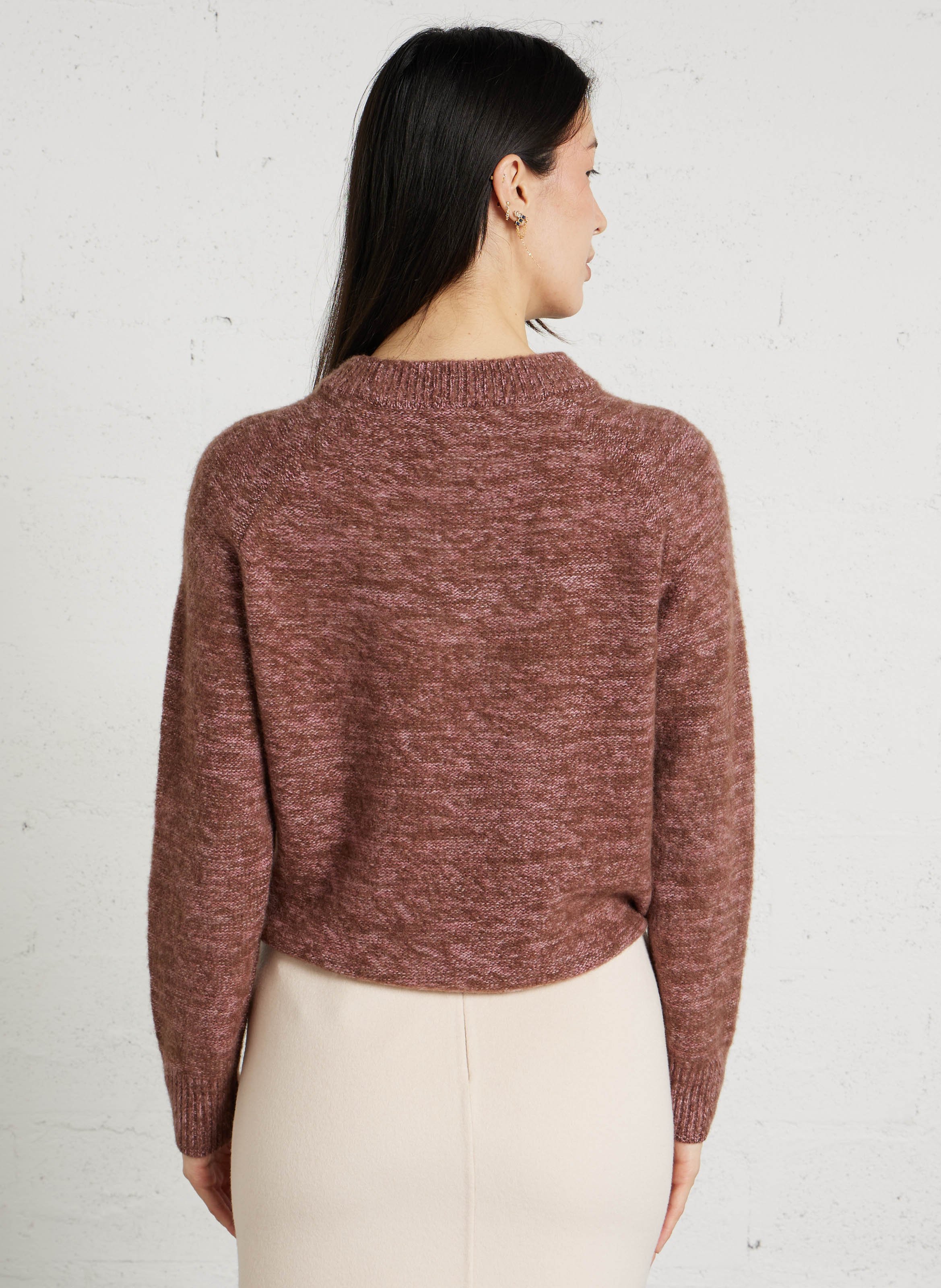 Pull droit col rond chiné en cachemire pearl MAISON 123 Violet