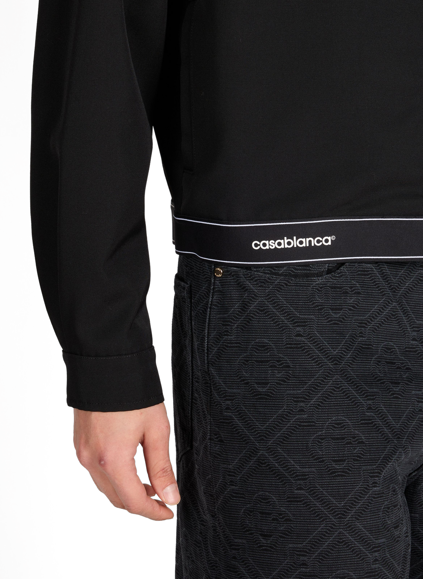 Veste droite à col classique en laine CASABLANCA PARIS Noir