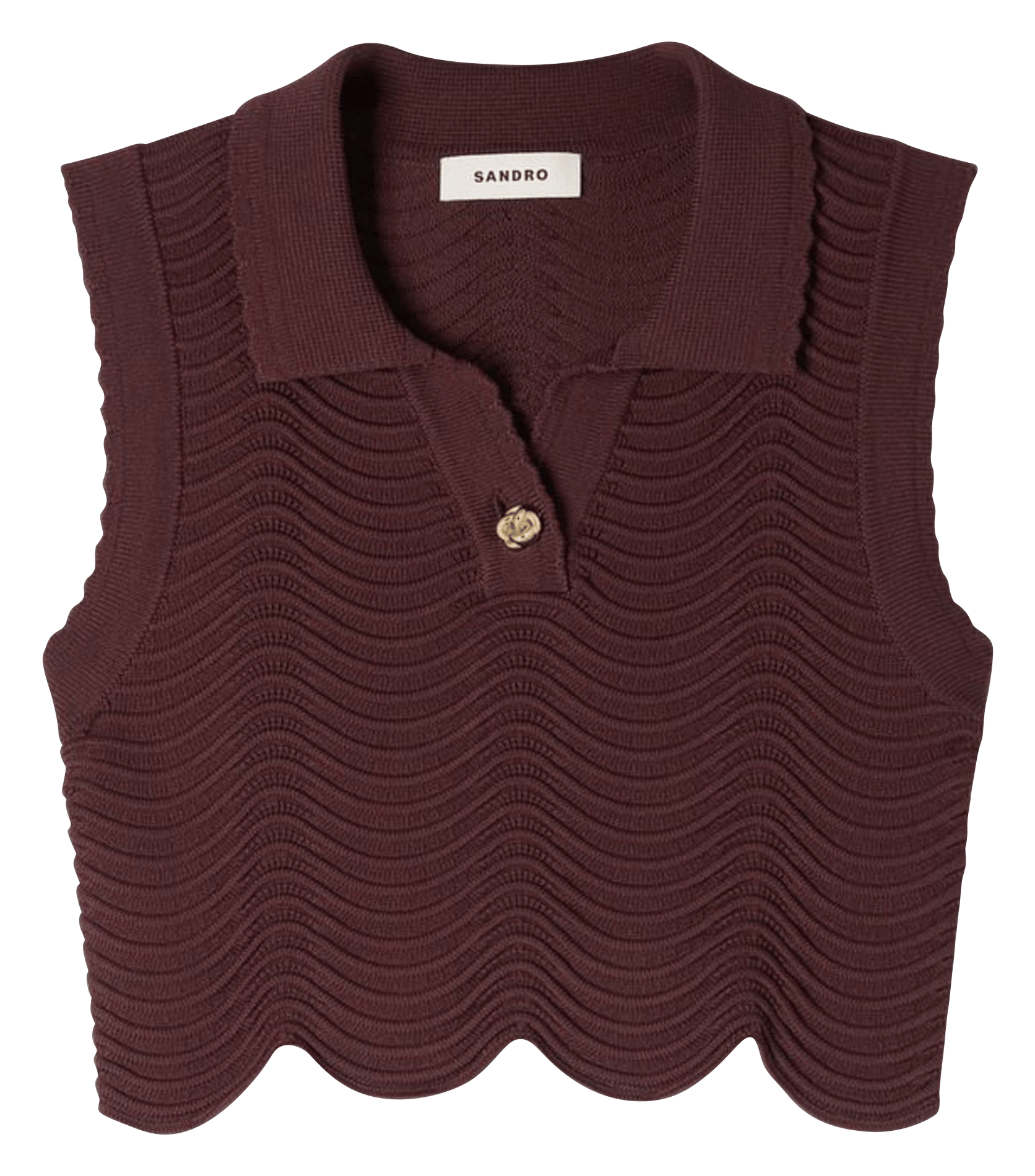 Top court moulant en maille SANDRO Marron