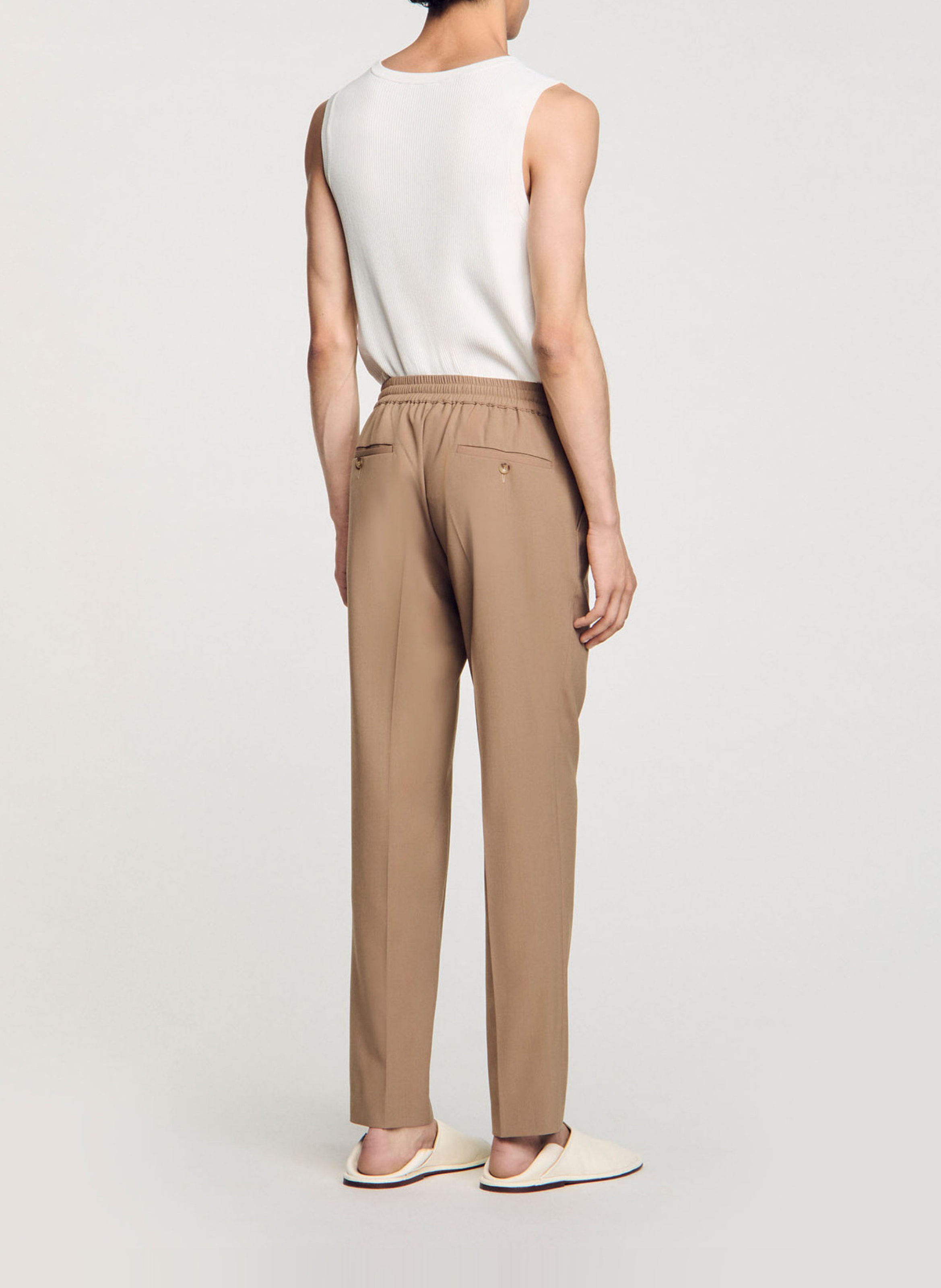 Pantalon droit élastiqué SANDRO Marron