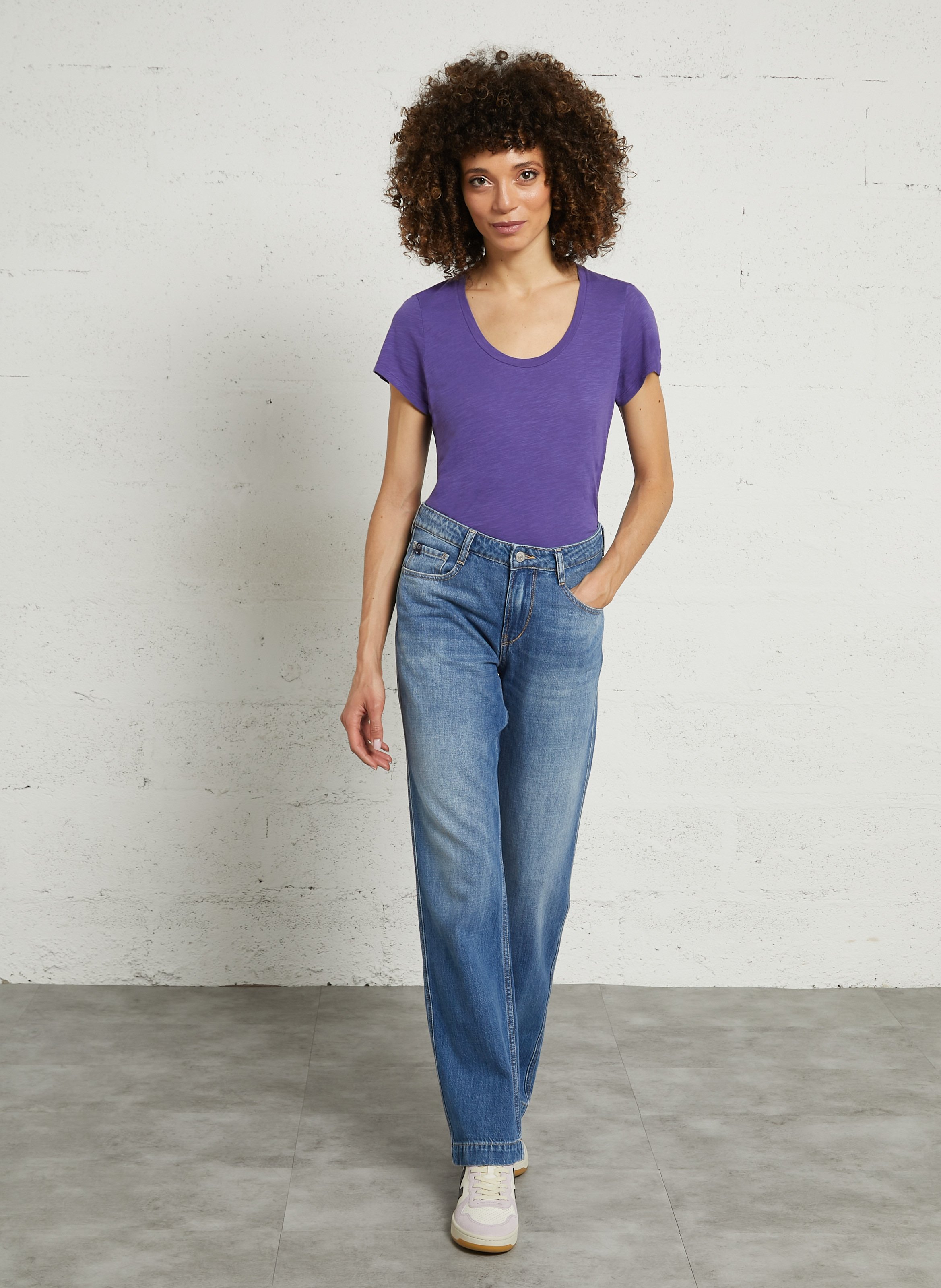 Tee-shirt col rond en coton mélangé jacksonville AMERICAN VINTAGE Violet