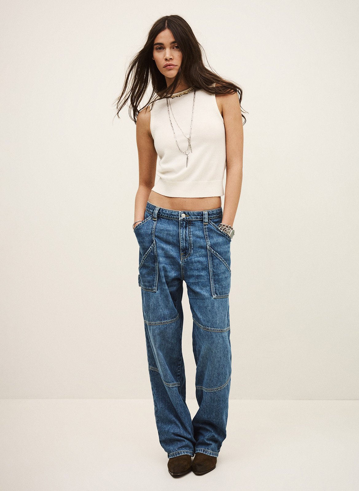 Débardeur col rond en laine bamma BA&SH Beige