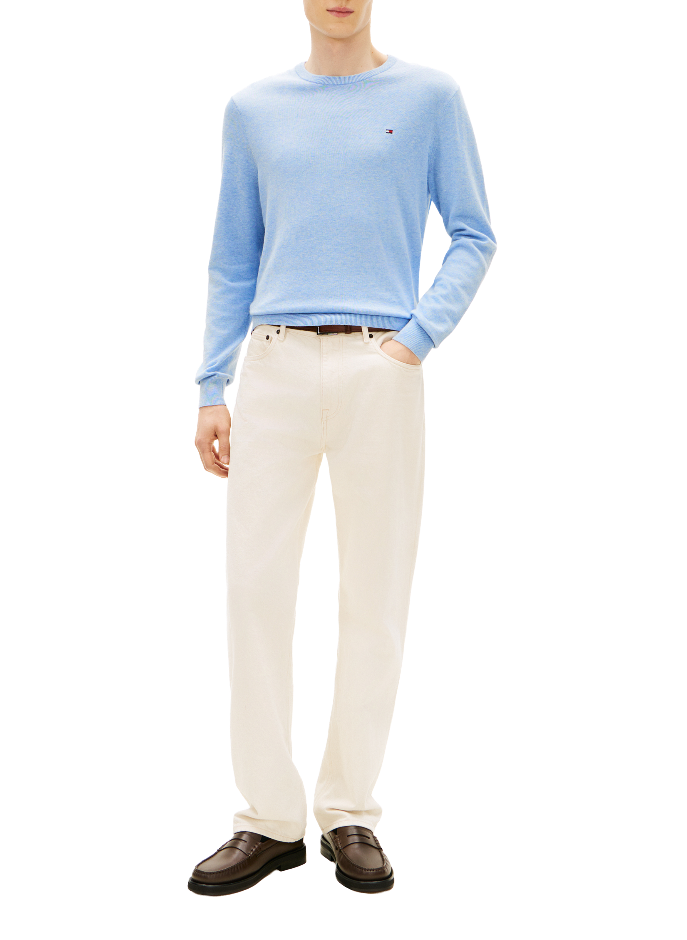 Cotton sweater with embroidered flag TOMMY HILFIGER Blue