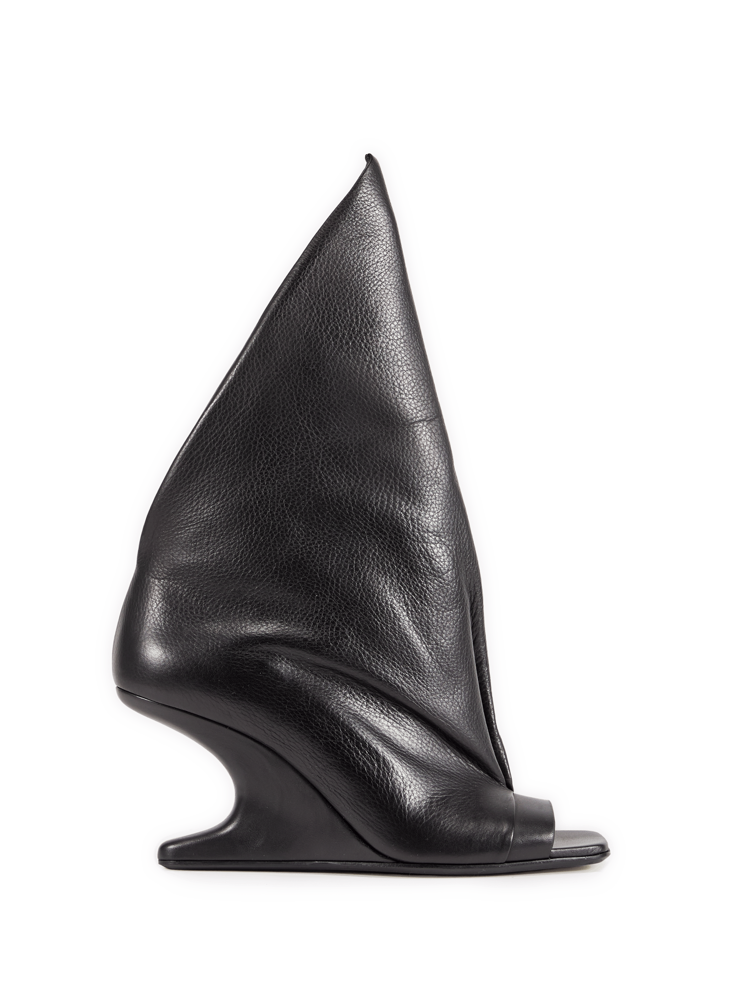 Sandales à talon en cuir grainé RICK OWENS Black