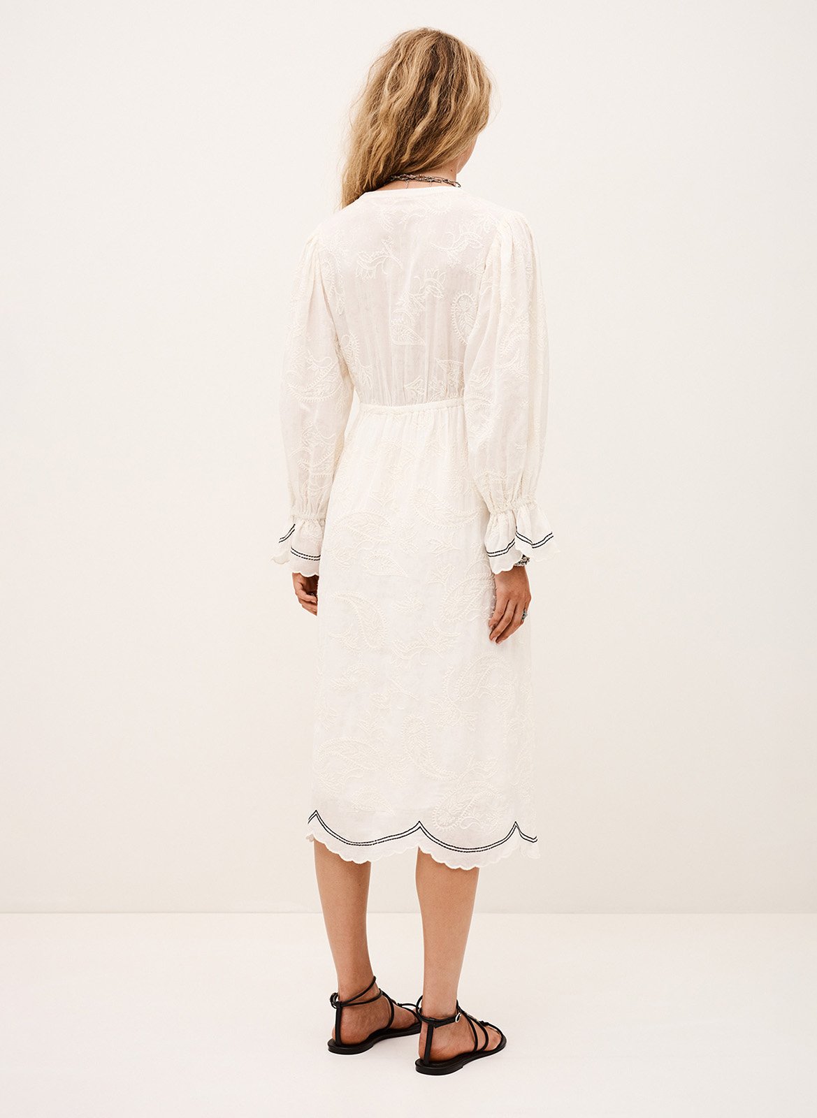 Robe midi brodée prisco BA&SH Beige