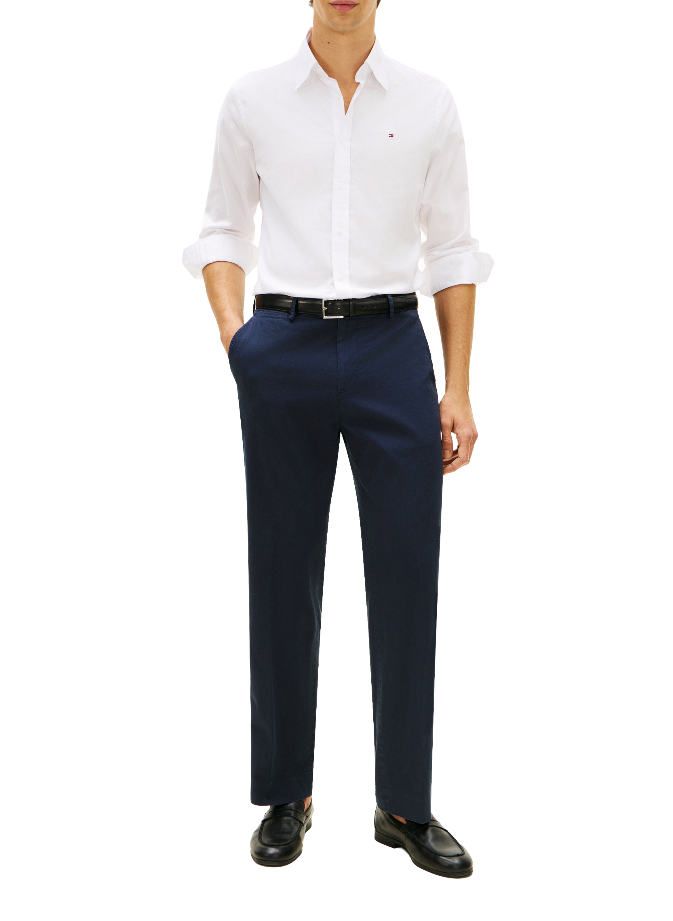 Pantalon droit New York Label en coton mélangé TOMMY HILFIGER Bleu