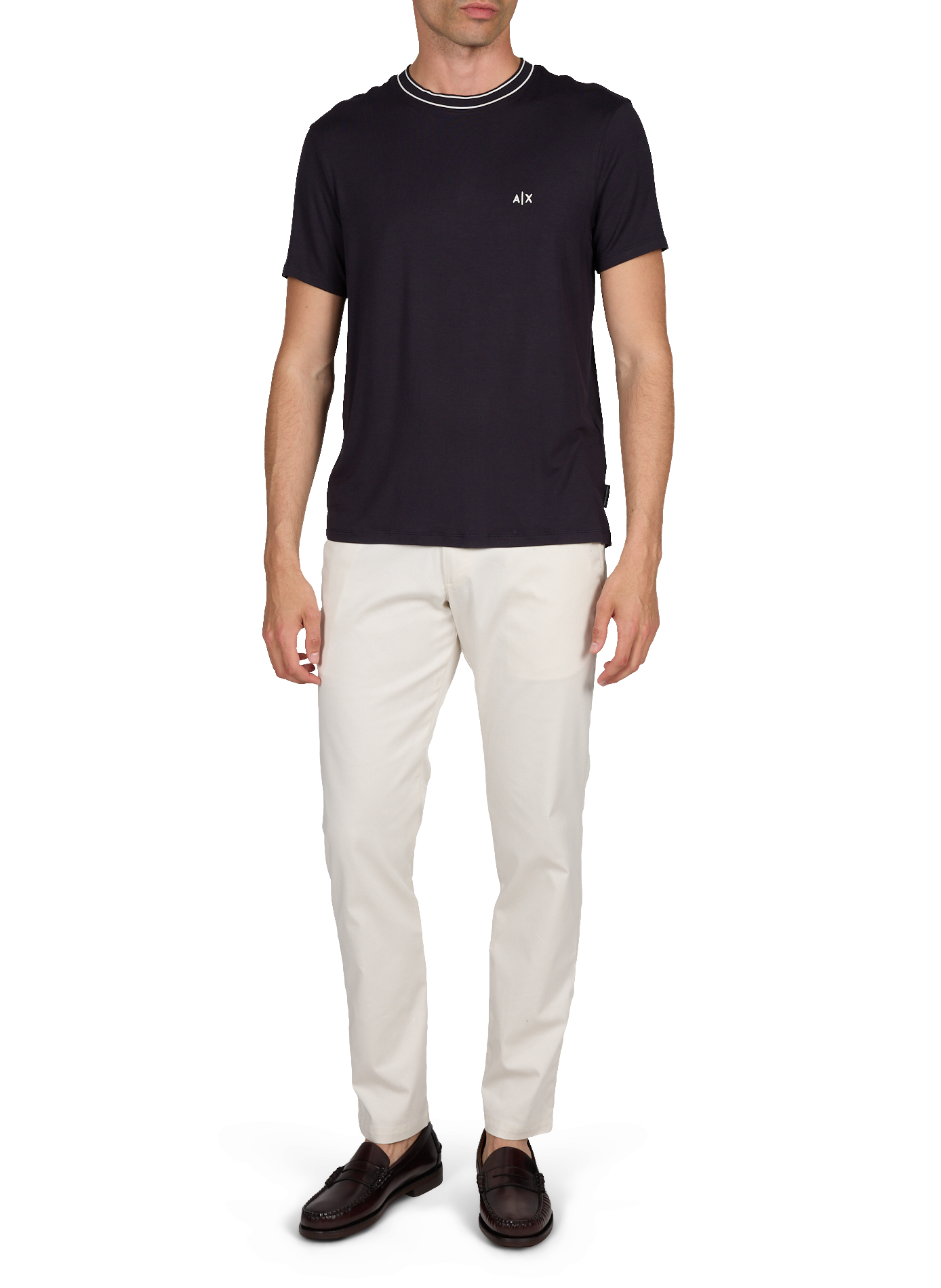 Pantalon slim en coton mélangé ARMANI EXCHANGE Beige