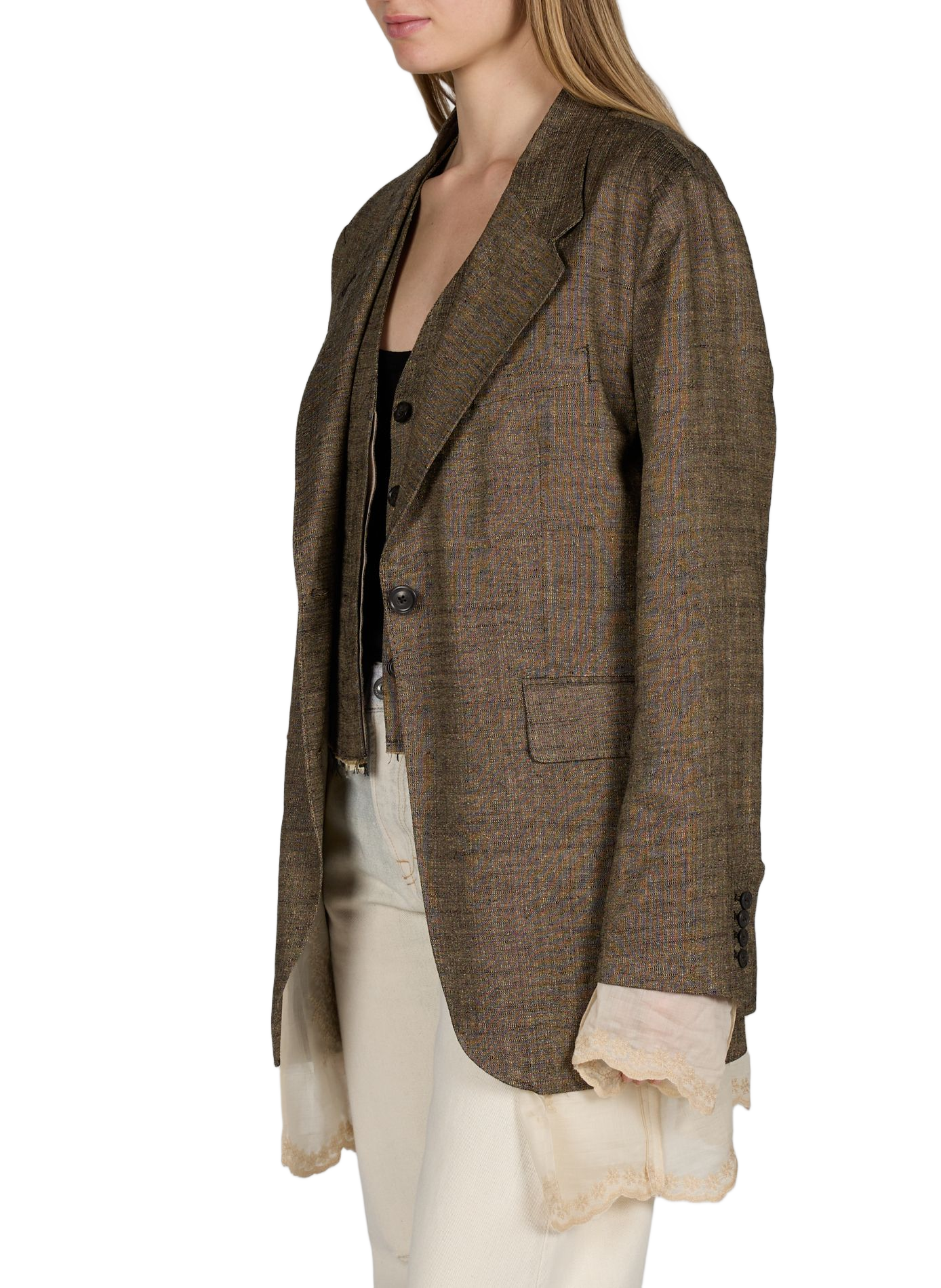 Blazer col tailleur en lin mélangé OUR LEGACY Beige