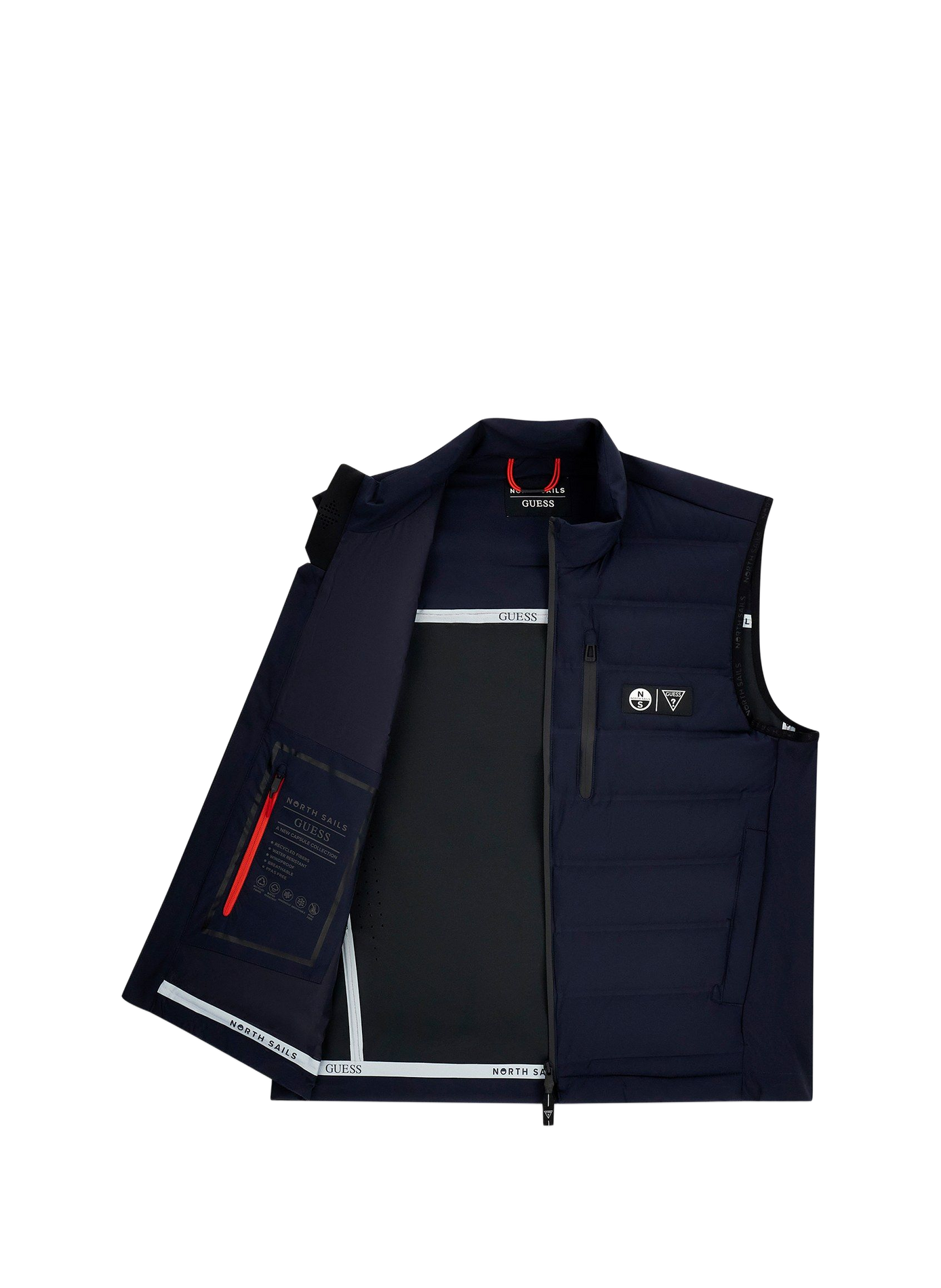 Quilted sleeveless windbreaker vest GUESS Blue