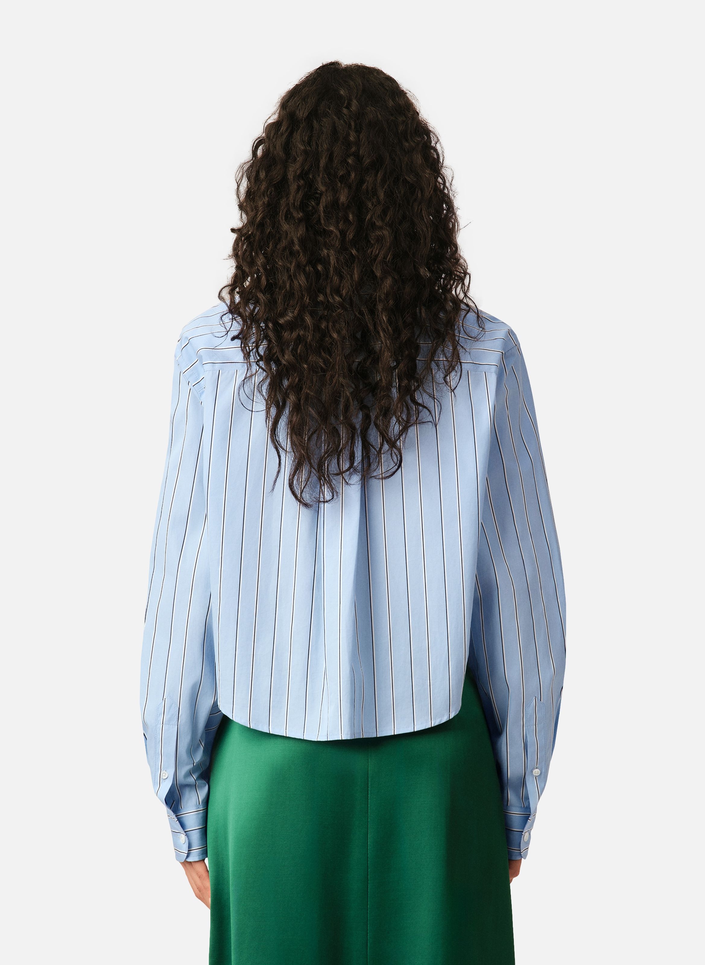 Chemise courte manches longues en coton AMI PARIS Bleu