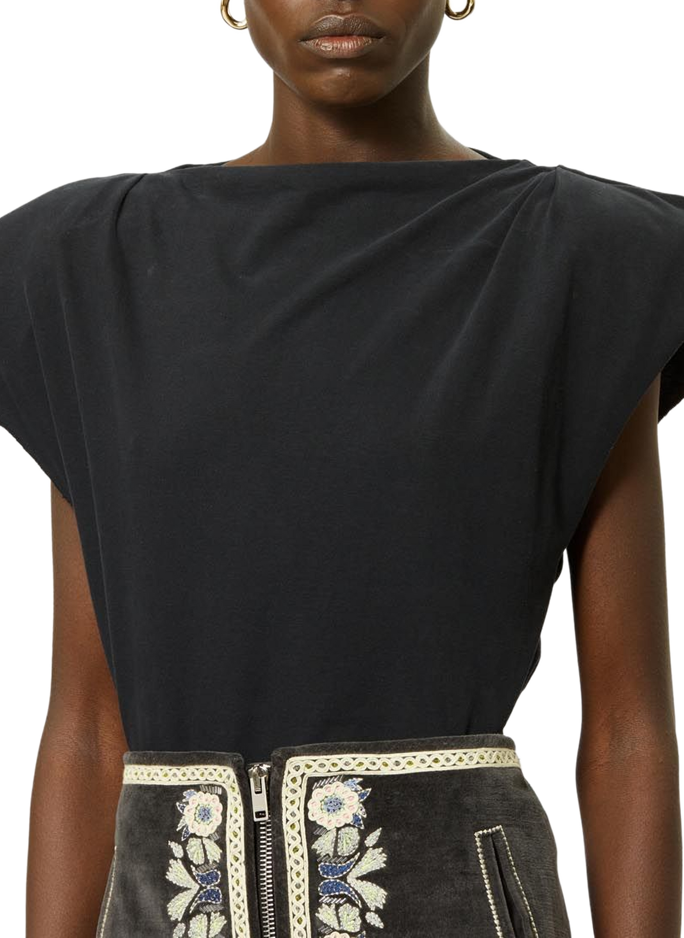 Asymmetric organic cotton Sebani T-shirt ISABEL MARANT Black