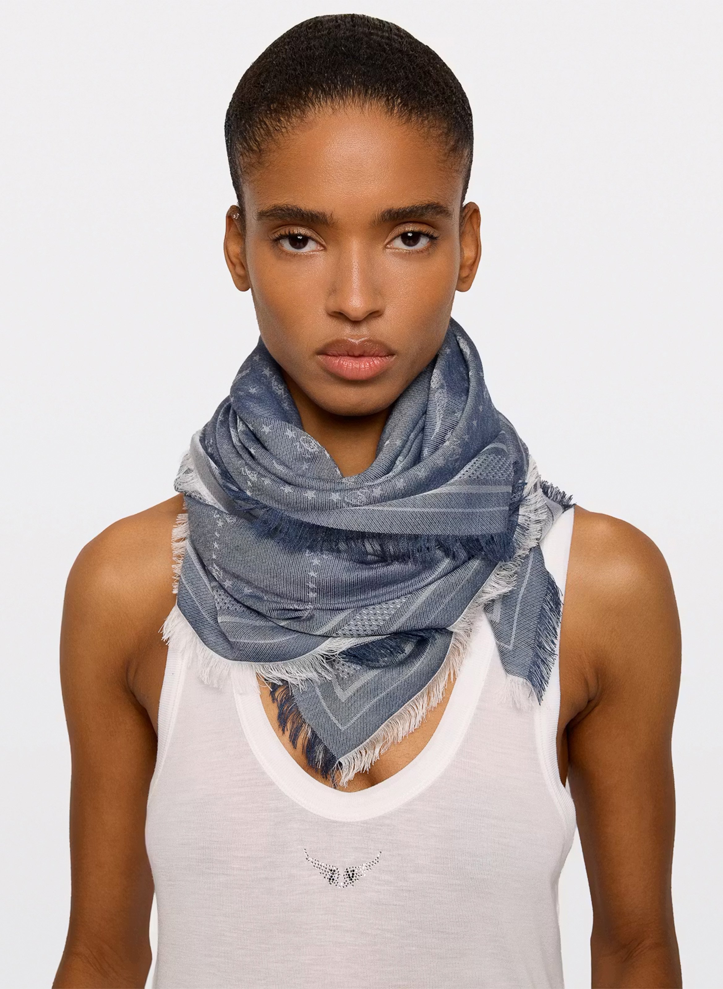 Foulard en jacquard imprimé liz ZADIG&VOLTAIRE Bleu
