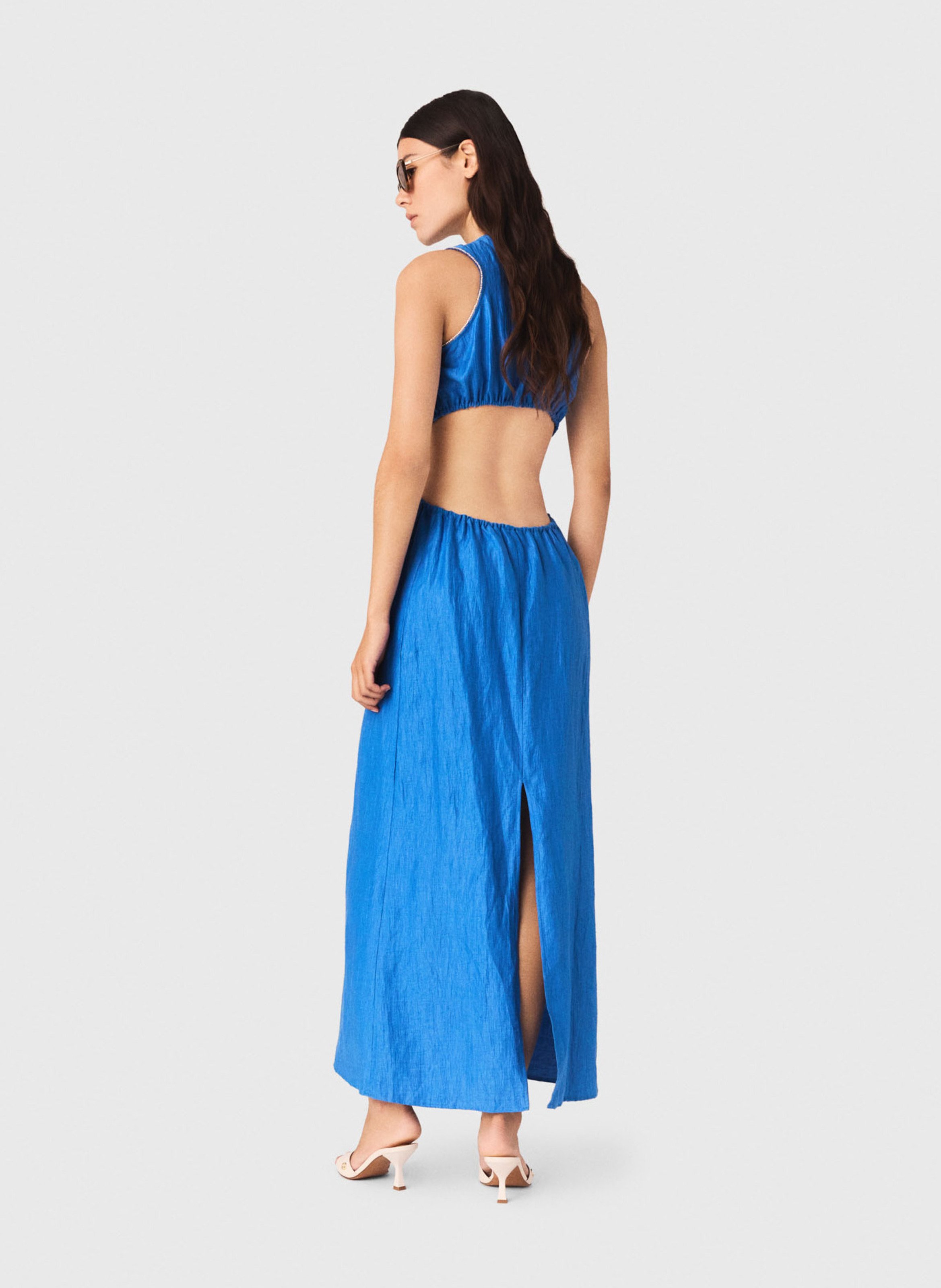 Robe midi satinée MAJE Bleu