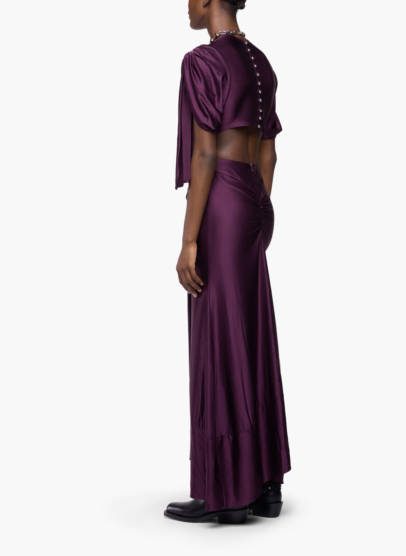 Robe midi asymétrique avec détails froncés RABANNE Violet