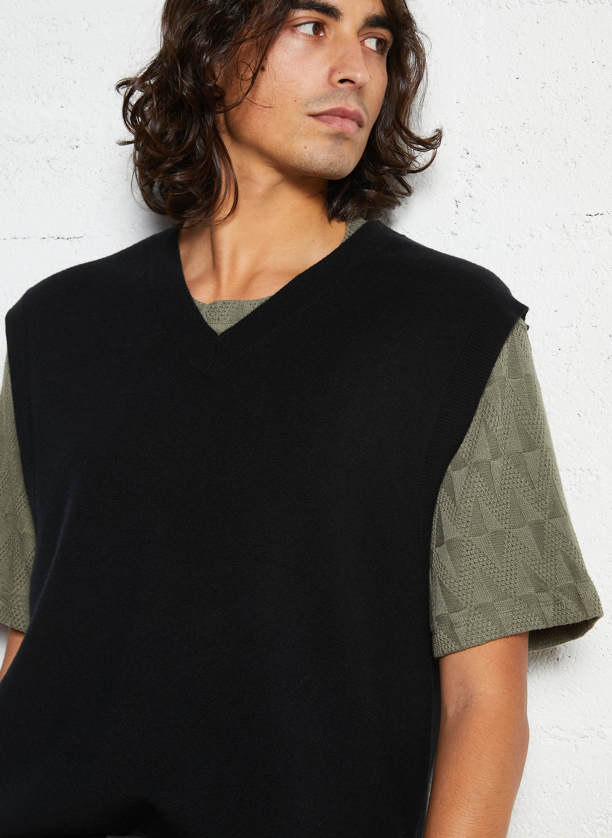 Pull droit sans manches col v IKKS Noir