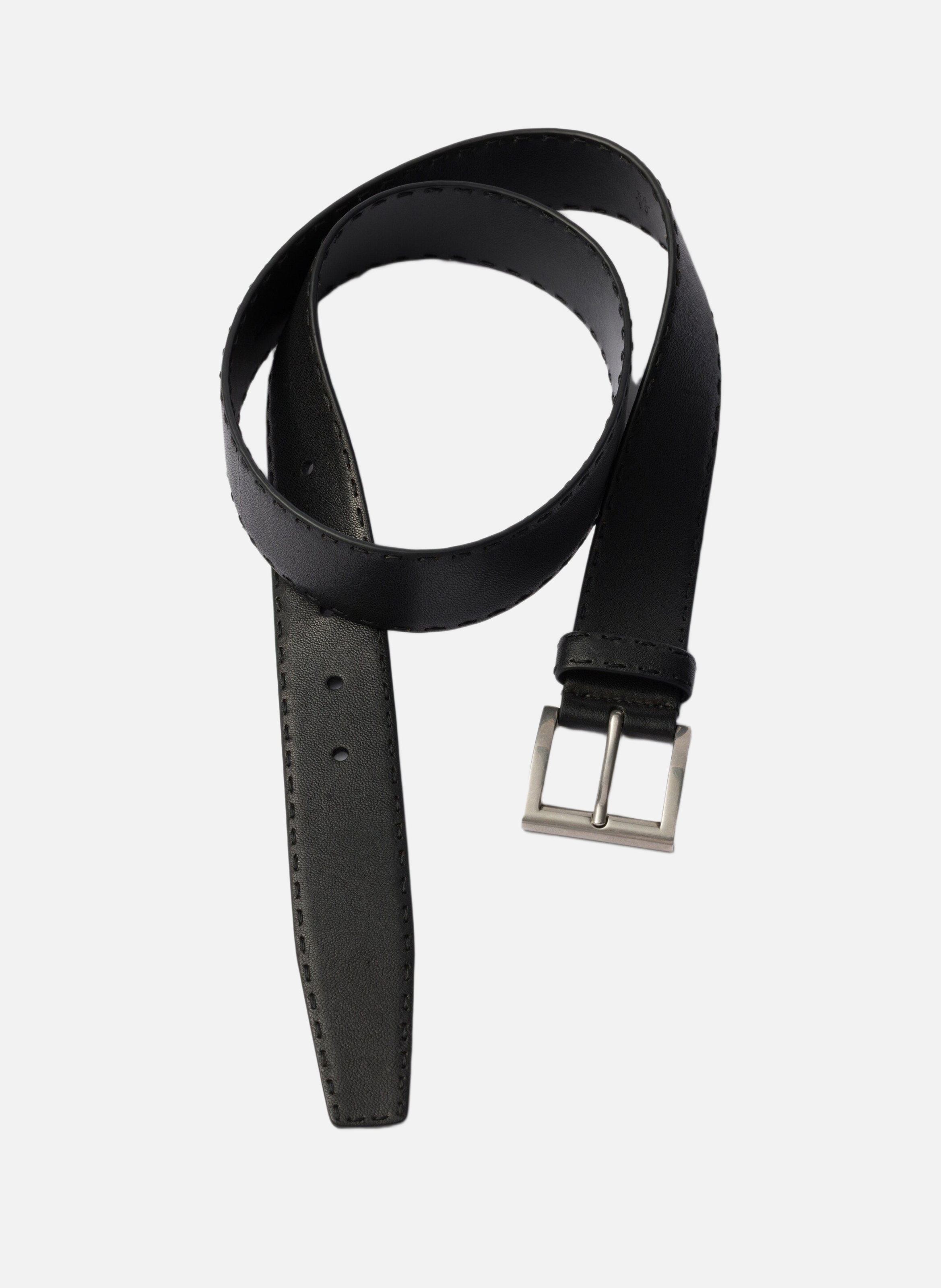 Ceinture en cuir à effet vieilli PRADA Noir