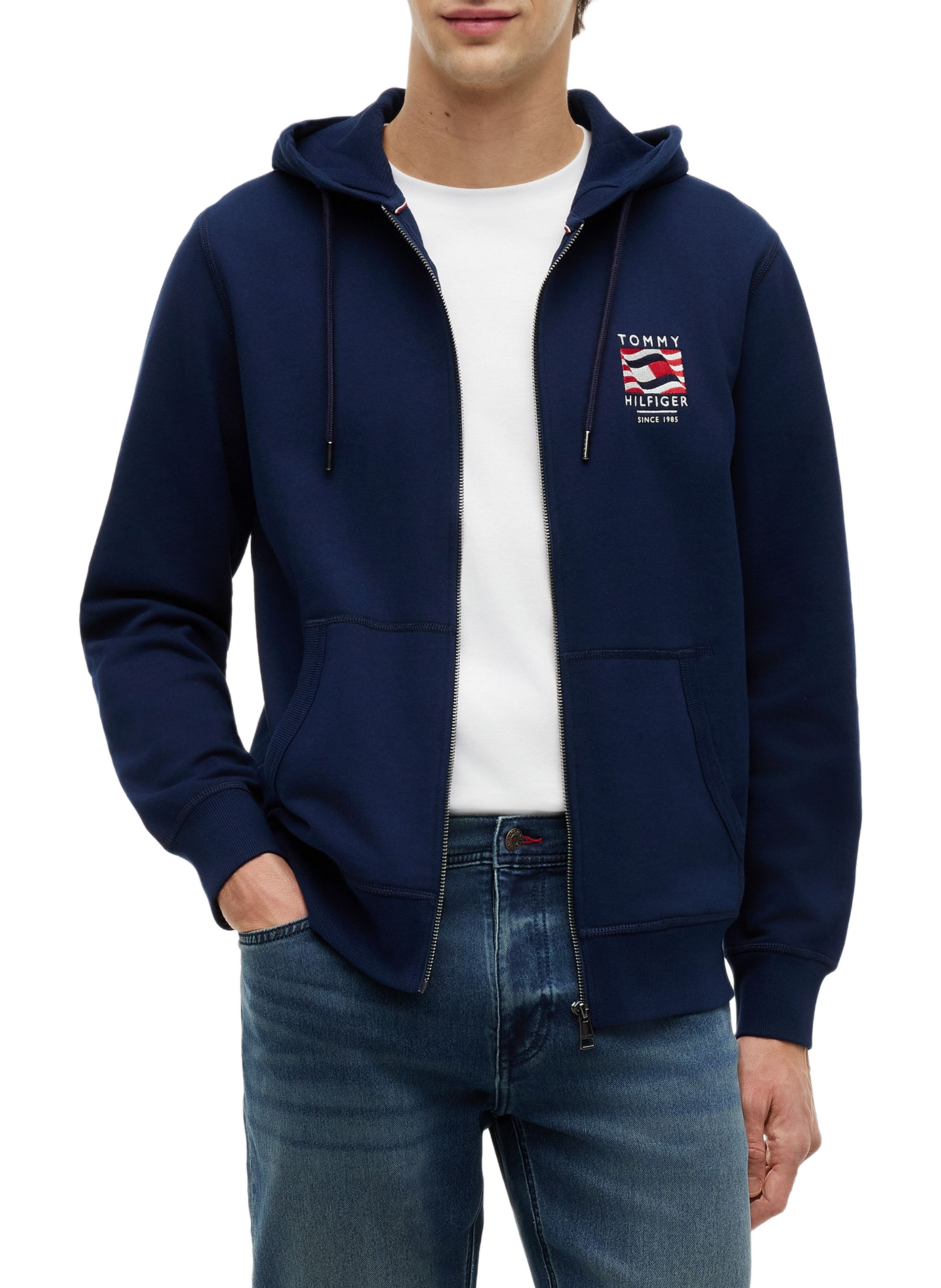 Straight cotton hoodie TOMMY HILFIGER Blue