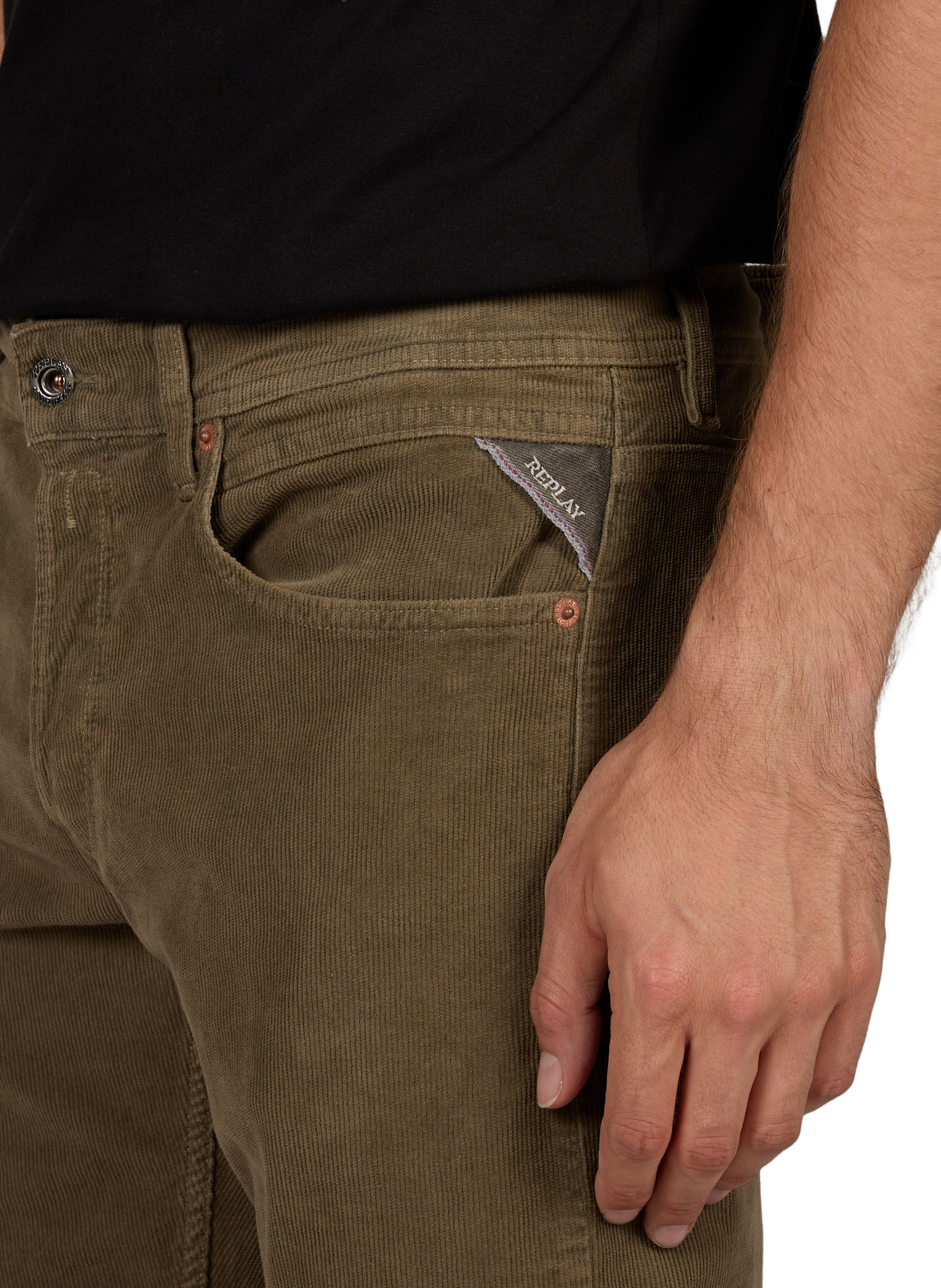Grover straight pants in blended cotton REPLAY Green