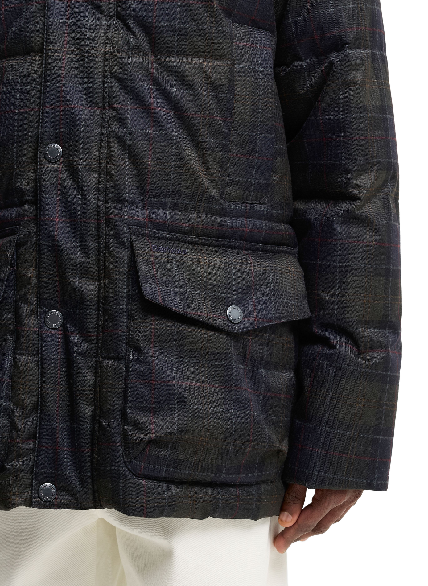 Straight checkered high-neck down jacket BARBOUR Multicolour