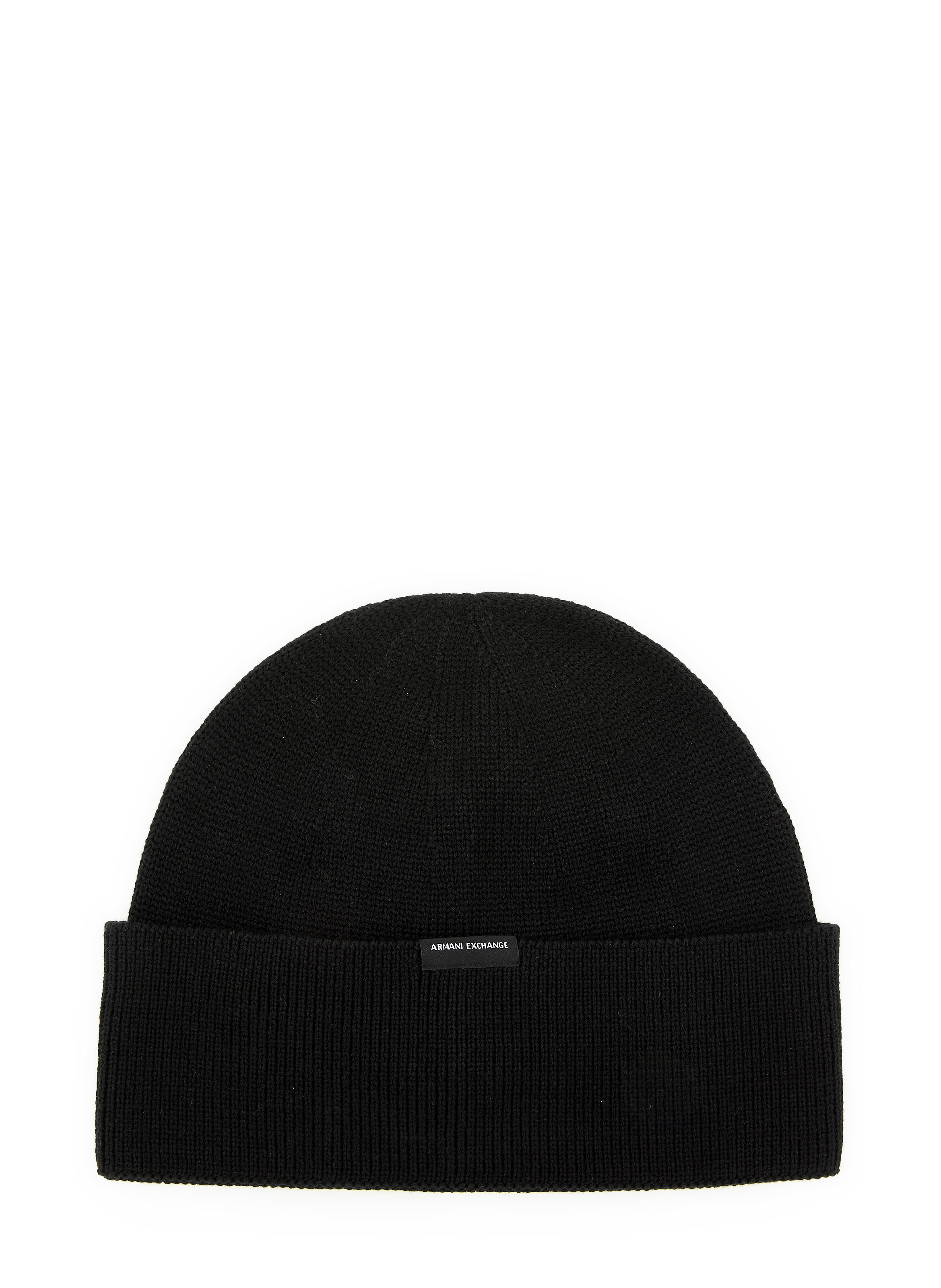 Bonnet à large revers en laine vierge et coton mélangés  Black
