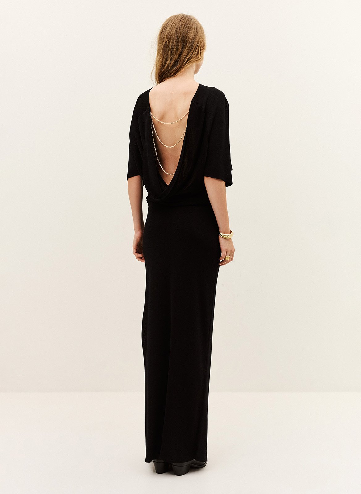 Maxi geplooide jurk met open rug sanna BA&SH Zwart