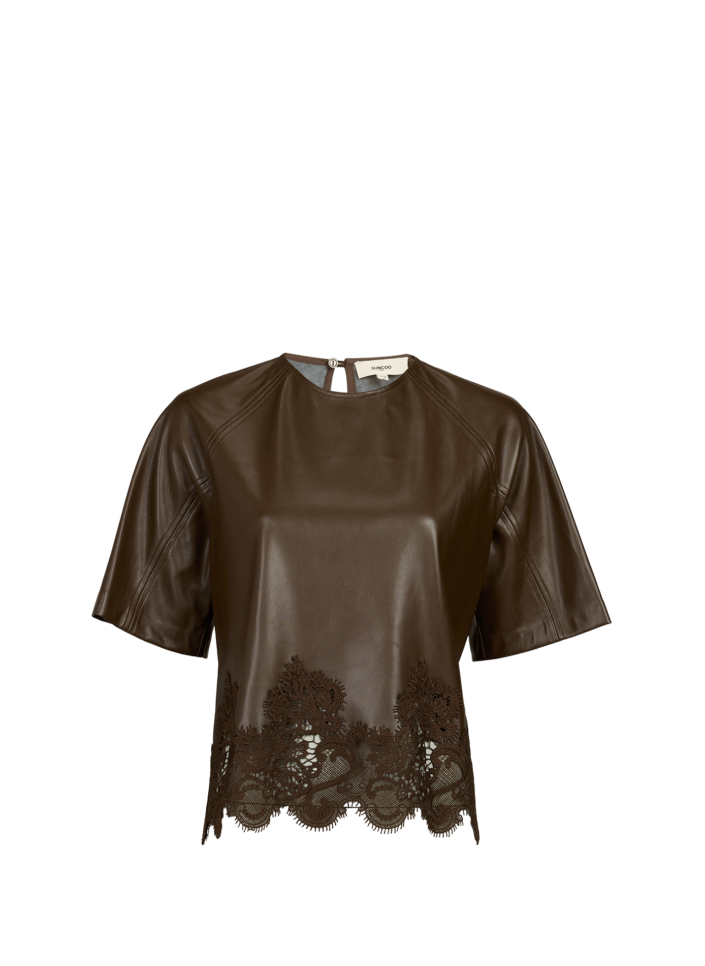 Gerade geschnittenes T-Shirt mit Stickerei SUNCOO Khaki