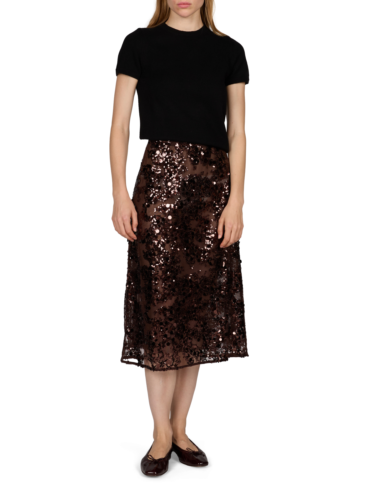 Jupe midi Shania à strass BAUM UND PFERDGARTEN Marron