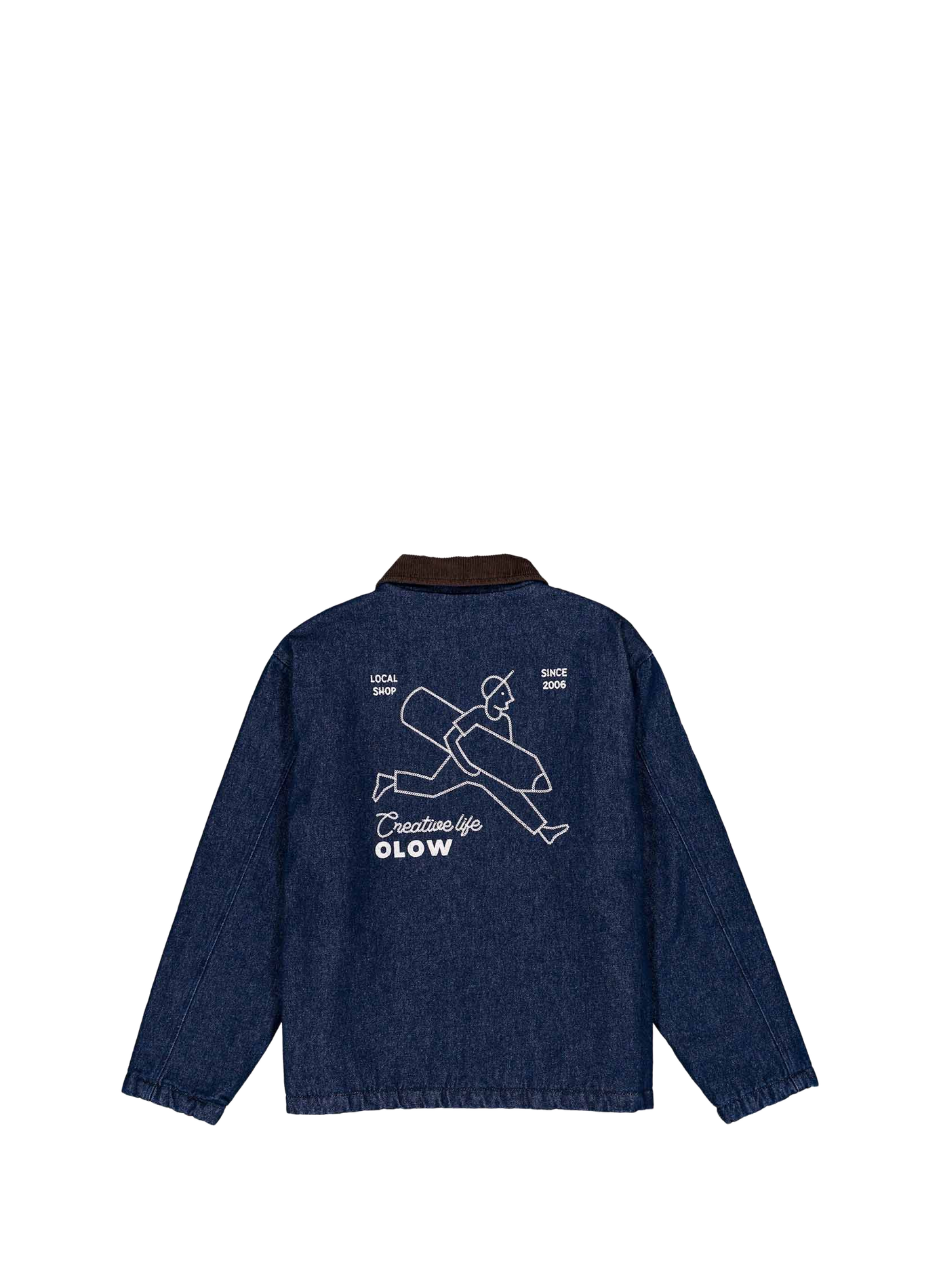 Veste col classique en denim de coton OLOW Blue